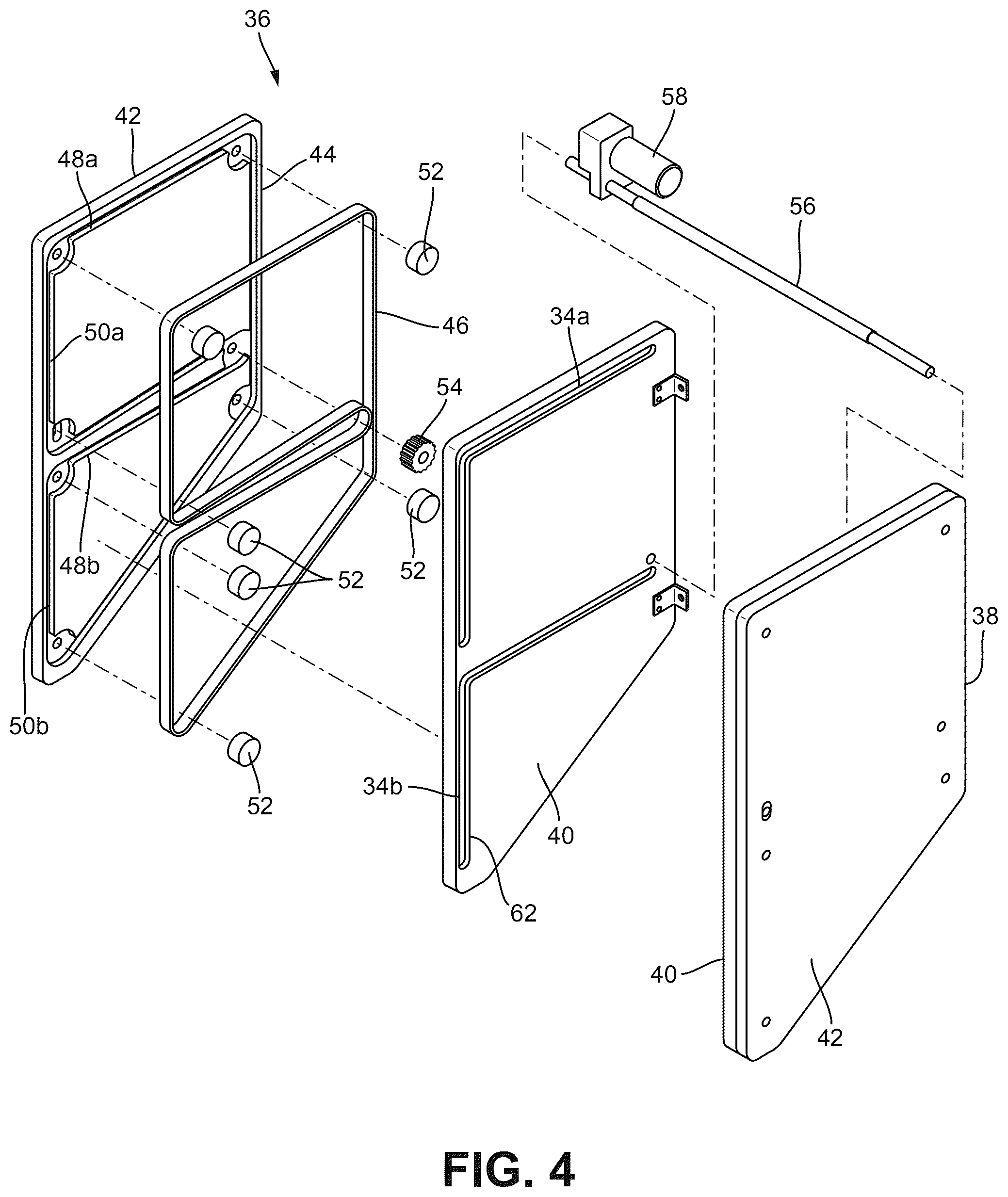 Patent US12588756 Figure 4 – Powered lift system for cabinet shelves