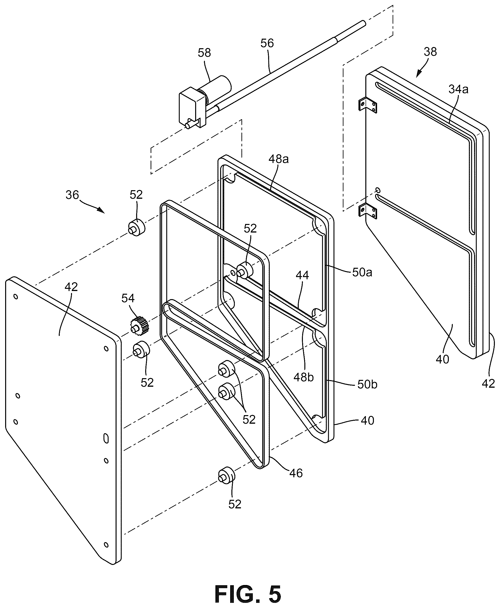 Patent US12588756 Figure 5 – Powered lift system for cabinet shelves