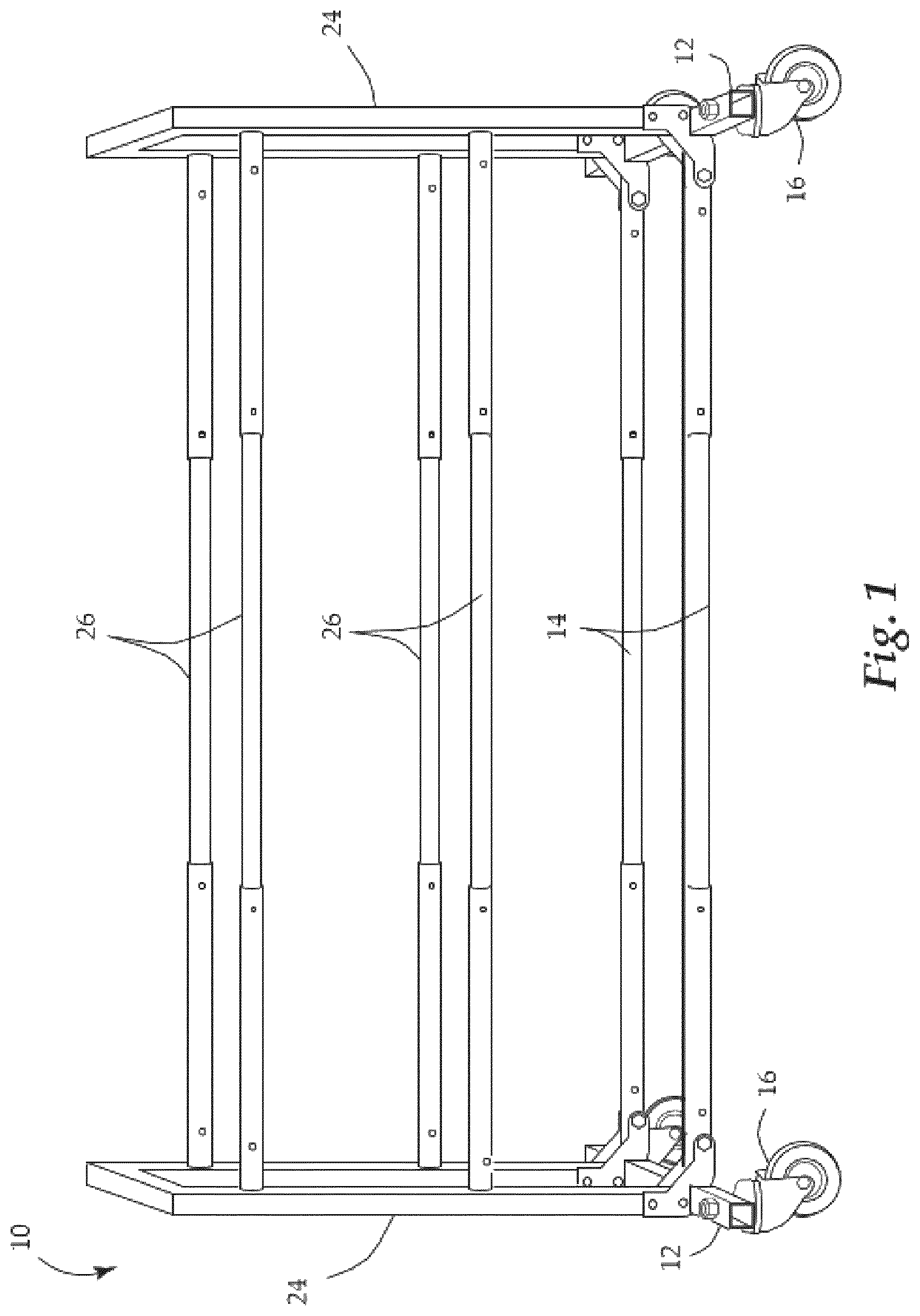 Patent US12588757 Figure 1 – Transportable, storable, modifiable, collapsible, modular, ball rack