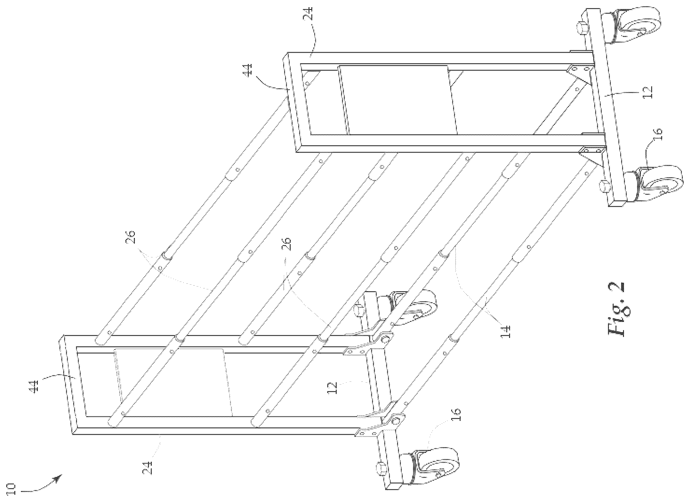 Patent US12588757 Figure 2 – Transportable, storable, modifiable, collapsible, modular, ball rack