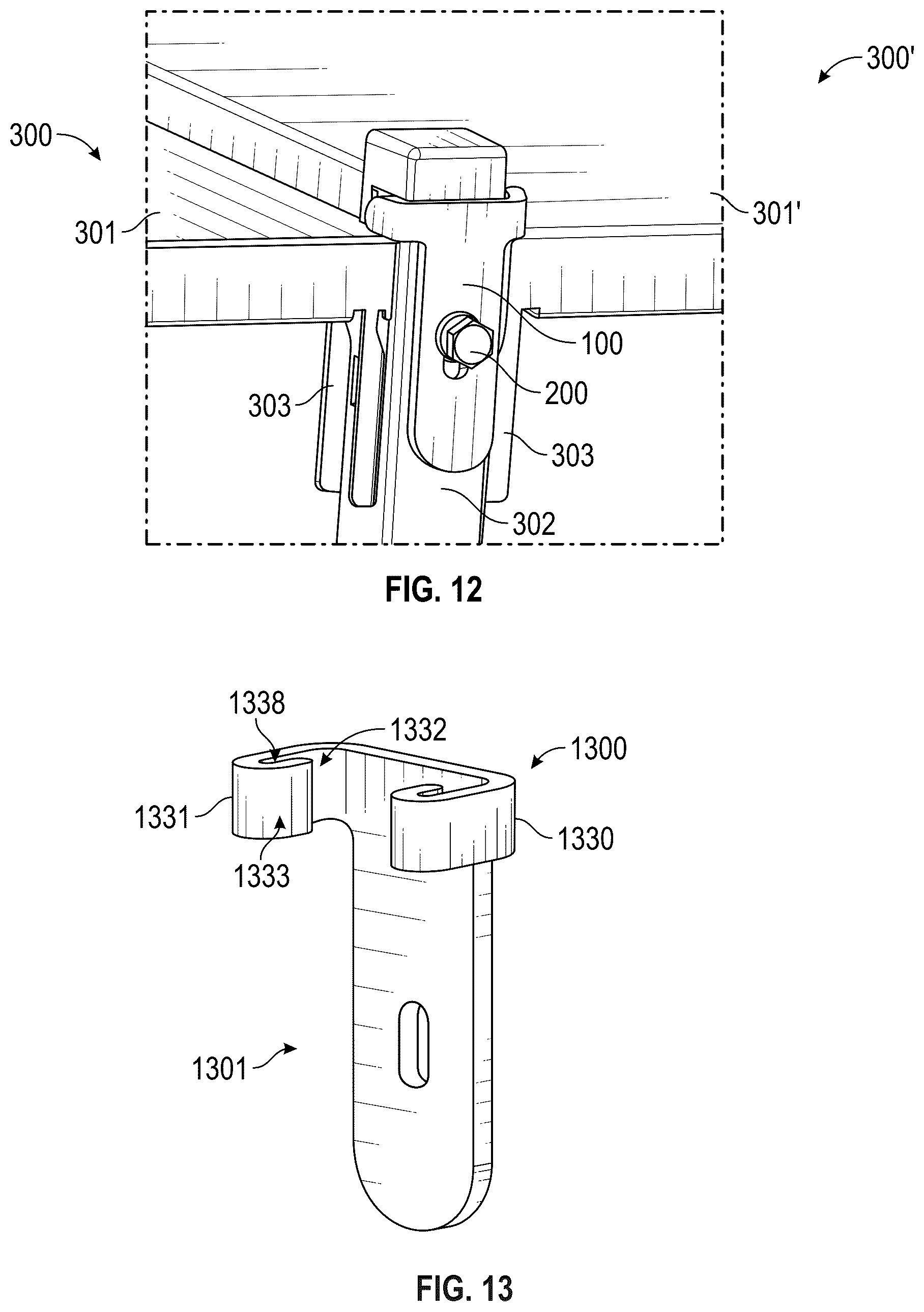 Patent US12588759 Figure 8 – Retaining bracket for modular shelving unit