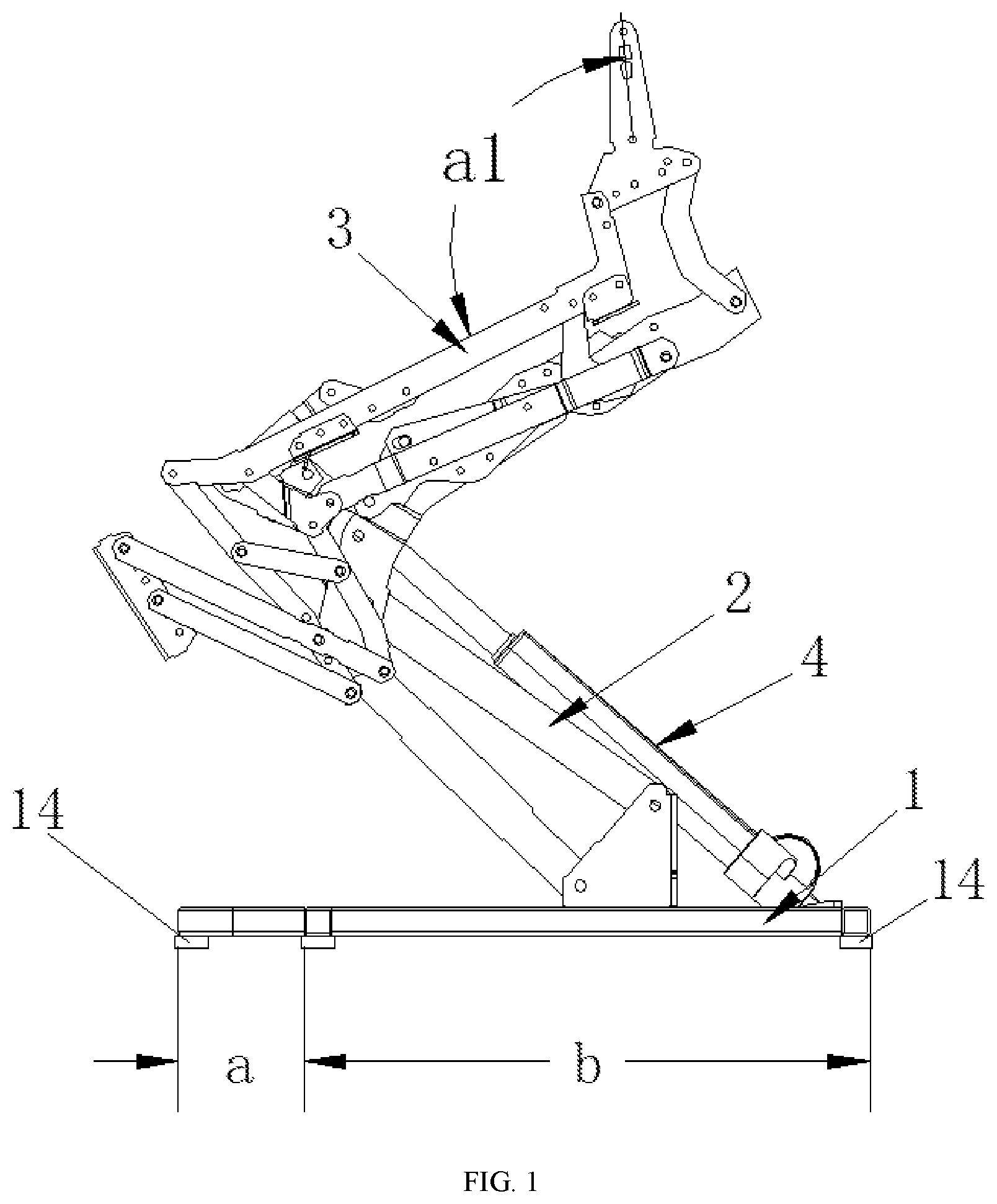 Patent US12588762 Figure 1 – Extension unit, adjustment structure, and seat frame