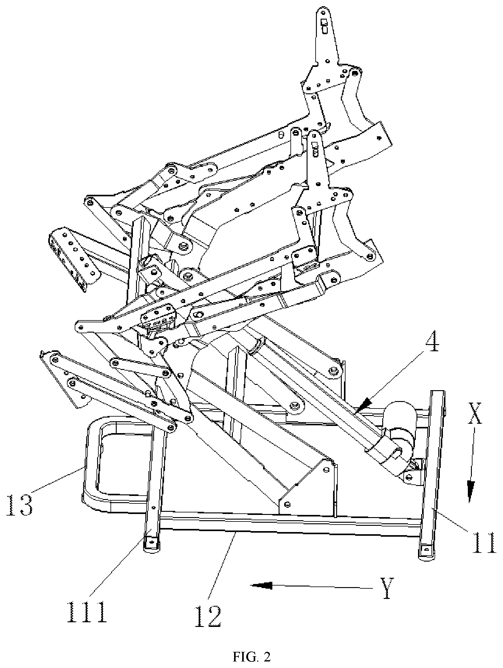 Patent US12588762 Figure 2 – Extension unit, adjustment structure, and seat frame