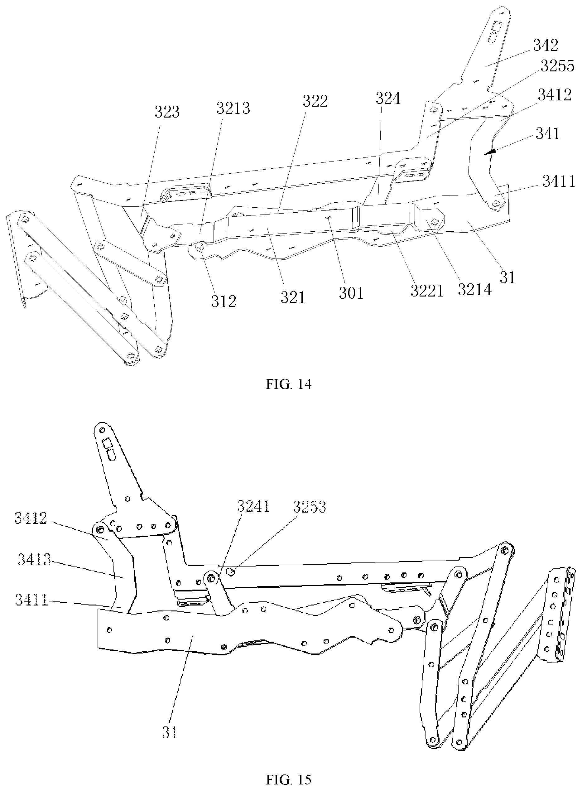 Patent US12588762 Figure 9 – Extension unit, adjustment structure, and seat frame