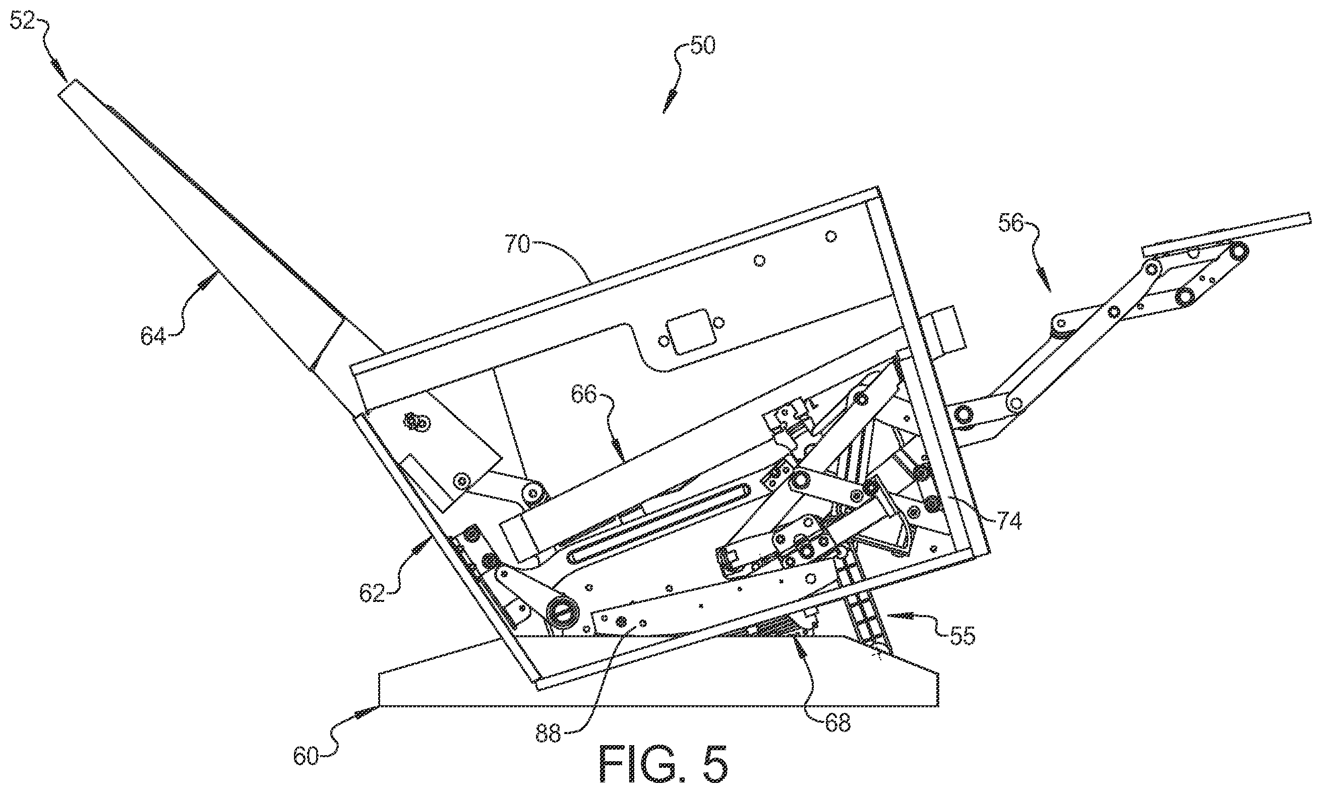 Patent US12588765 Figure 5 – Rocking furniture member with power synchronous mechanism