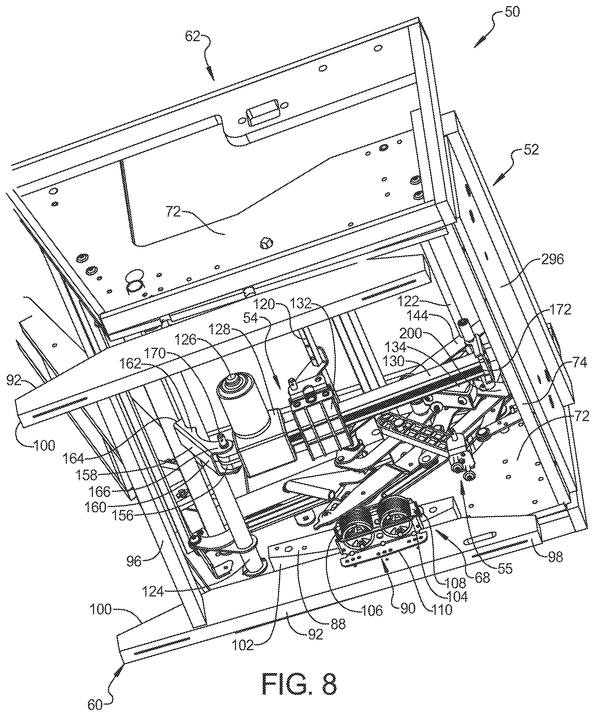 Patent US12588765 Figure 8 – Rocking furniture member with power synchronous mechanism