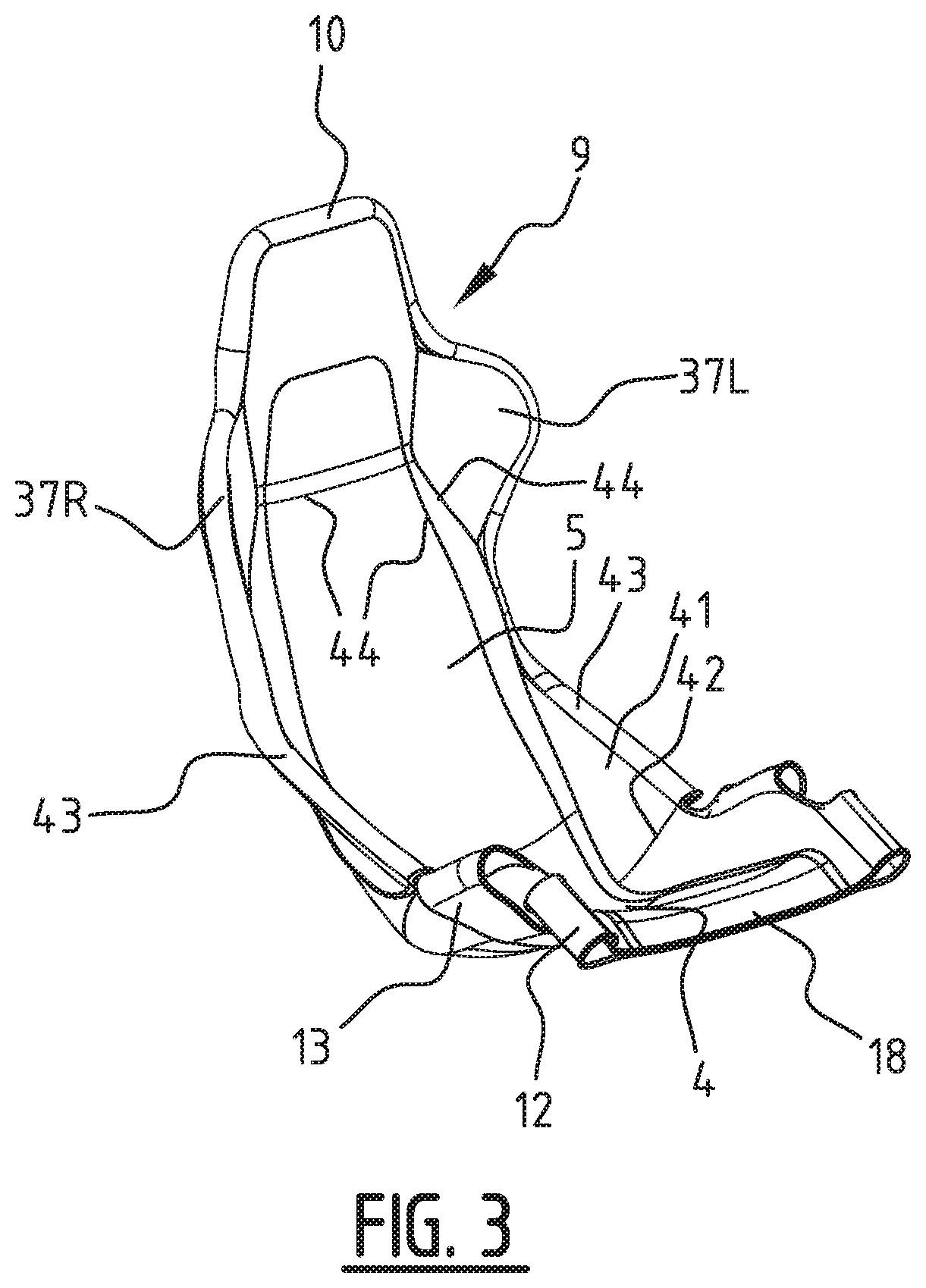Patent US12588766 Figure 3 – Seat comprising a frame and a cover, and method of manufacturing the same