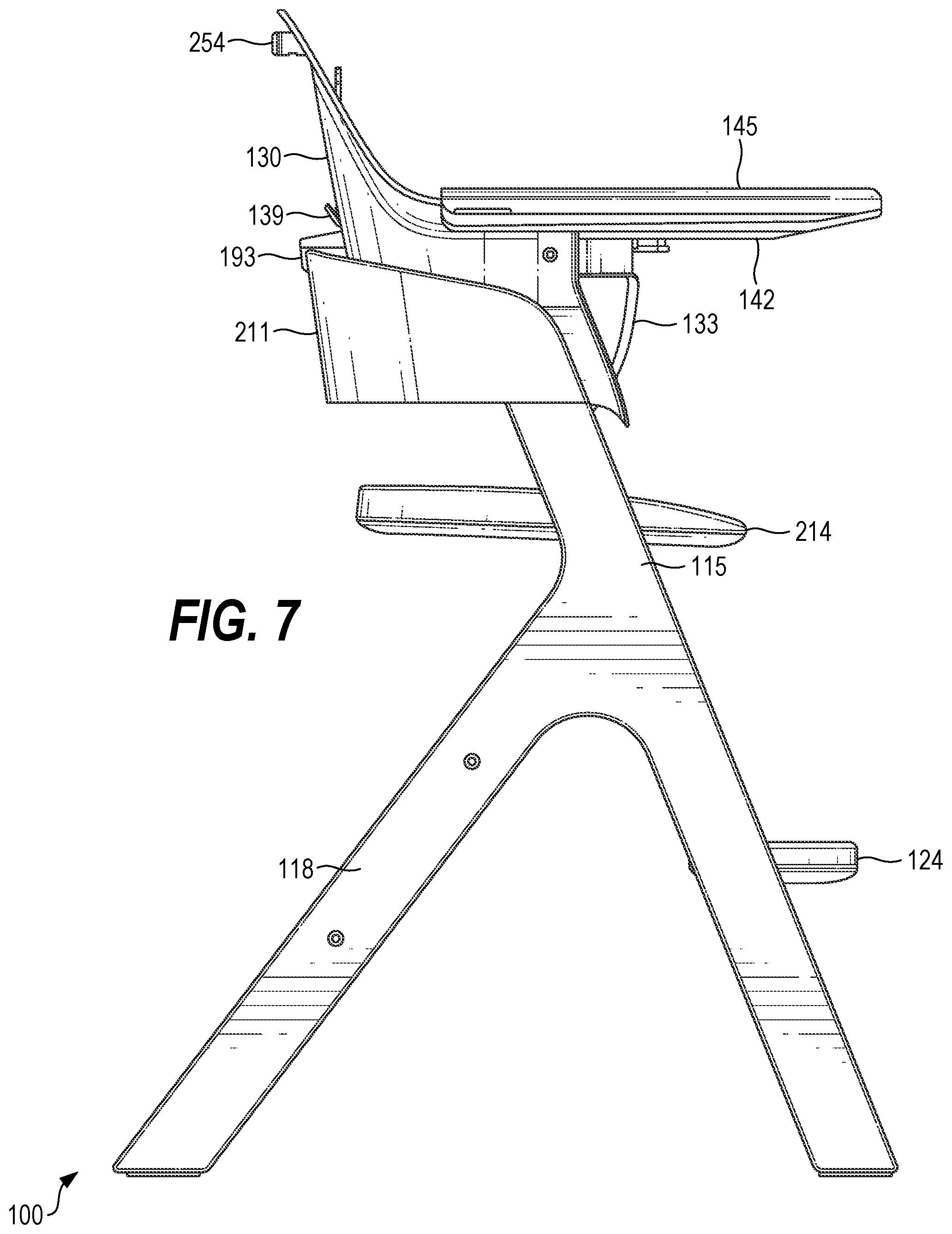 Patent US12588769 Figure 7 – Convertible infant chair assembly