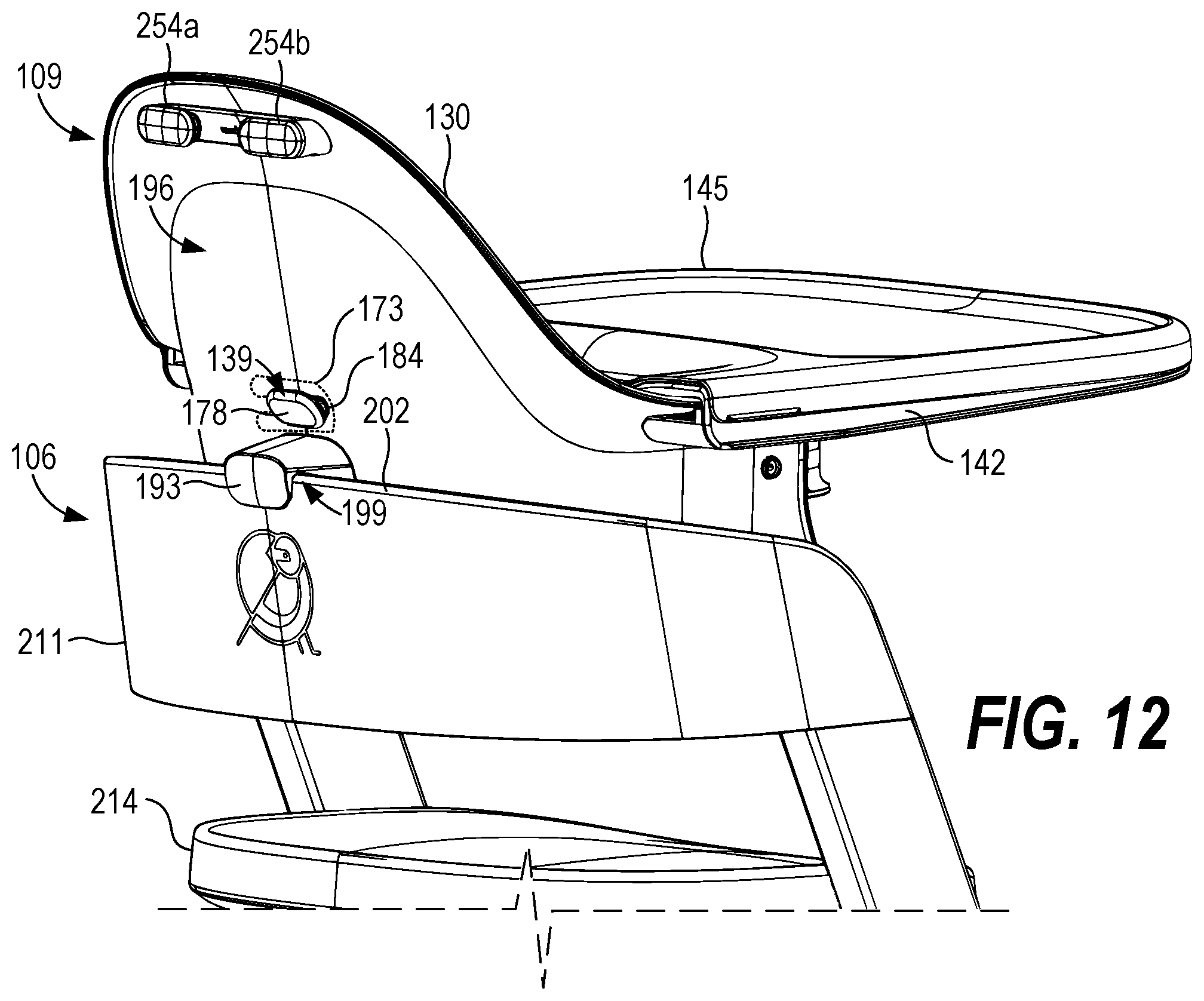 Patent US12588769 Figure 13 – Convertible infant chair assembly