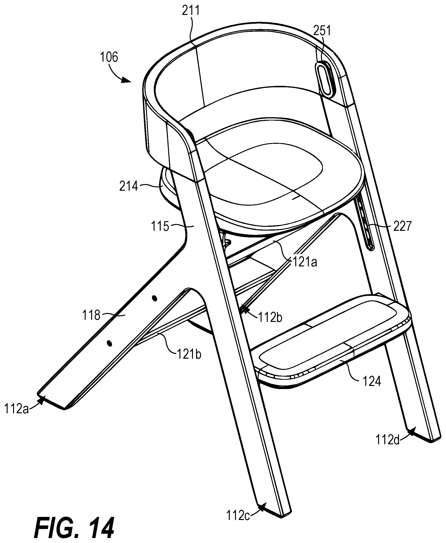 Patent US12588769 Figure 15 – Convertible infant chair assembly