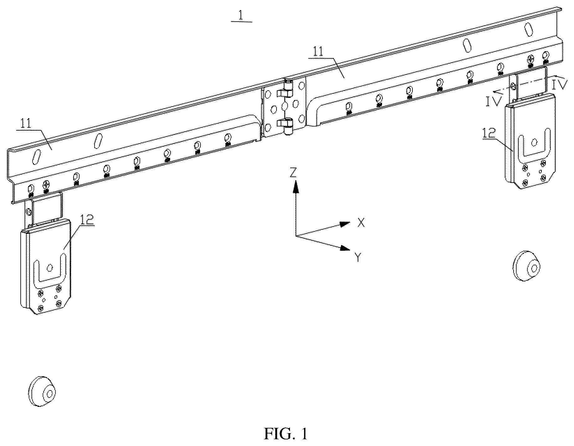 Patent US12588771 Figure 1 – Display mounting support