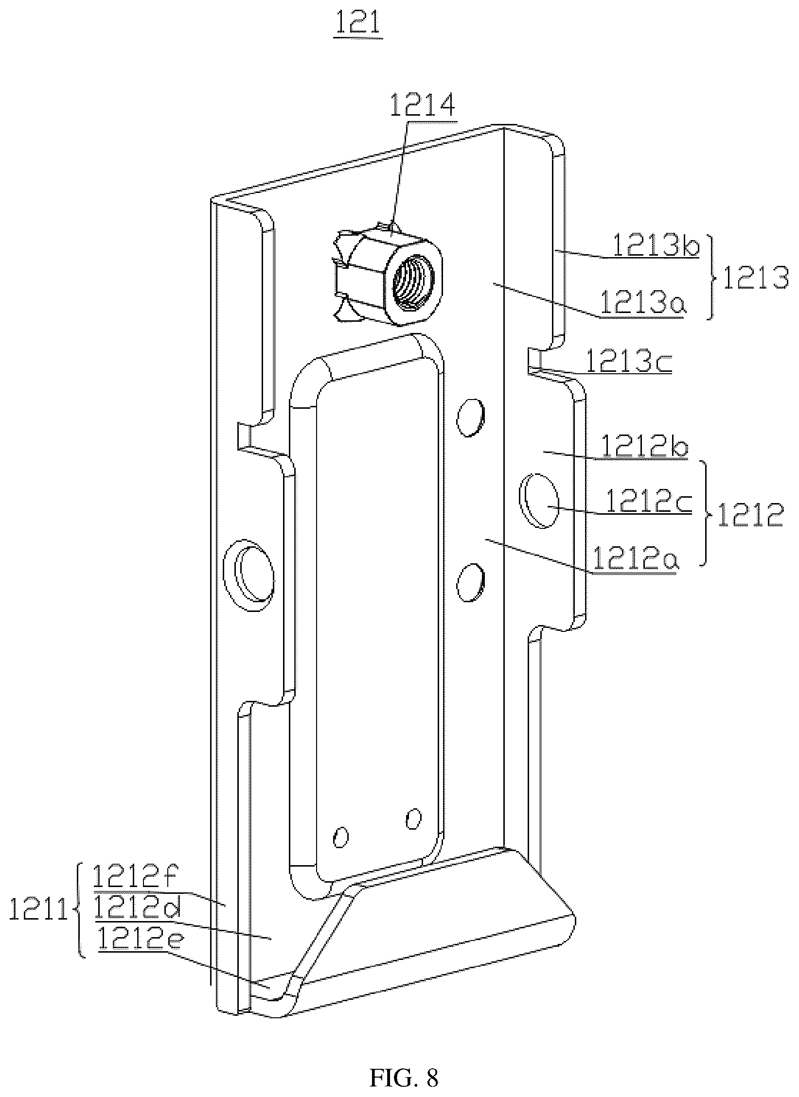 Patent US12588771 Figure 8 – Display mounting support