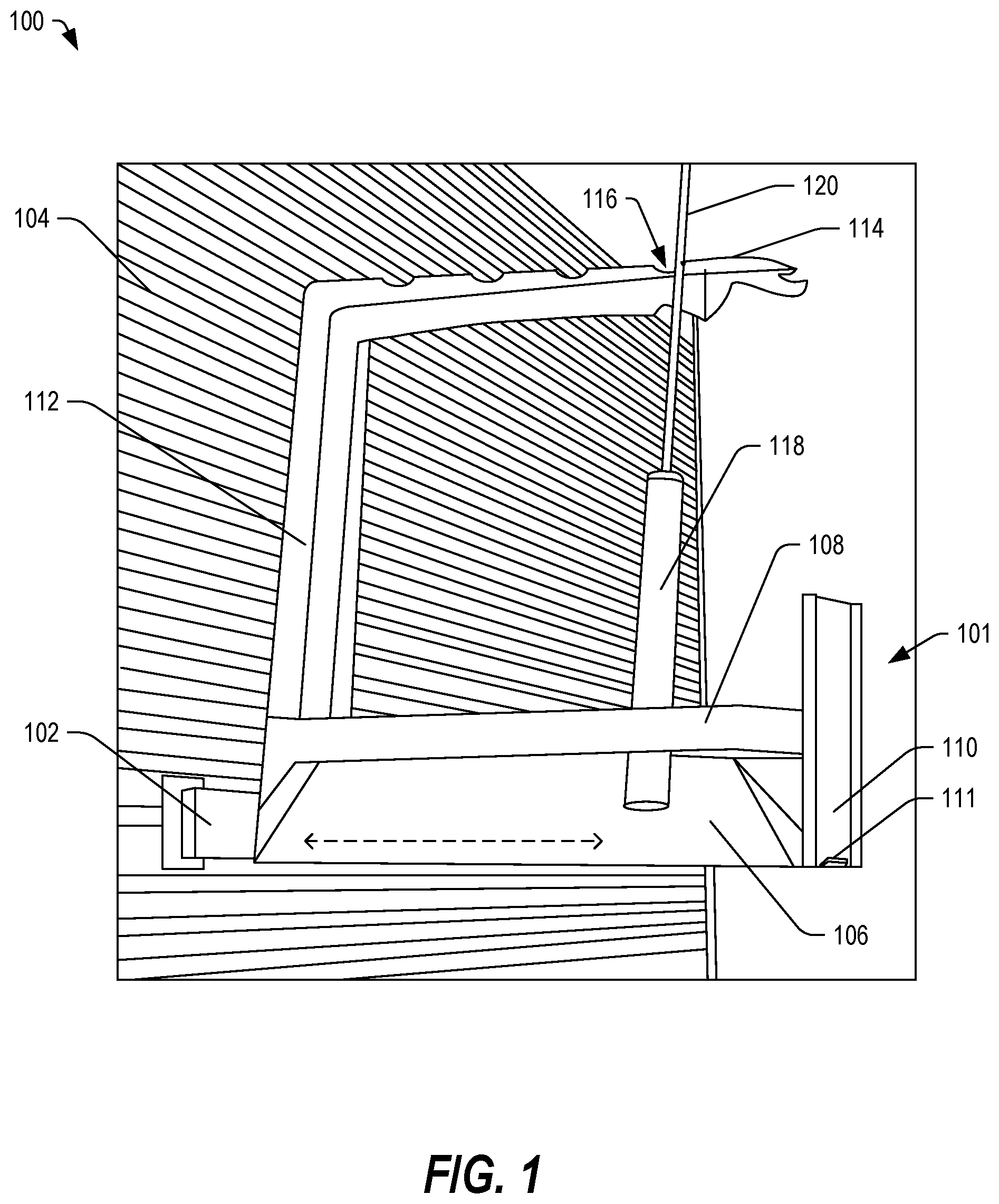 Patent US12588772 Figure 1 – Slidable rod rack system