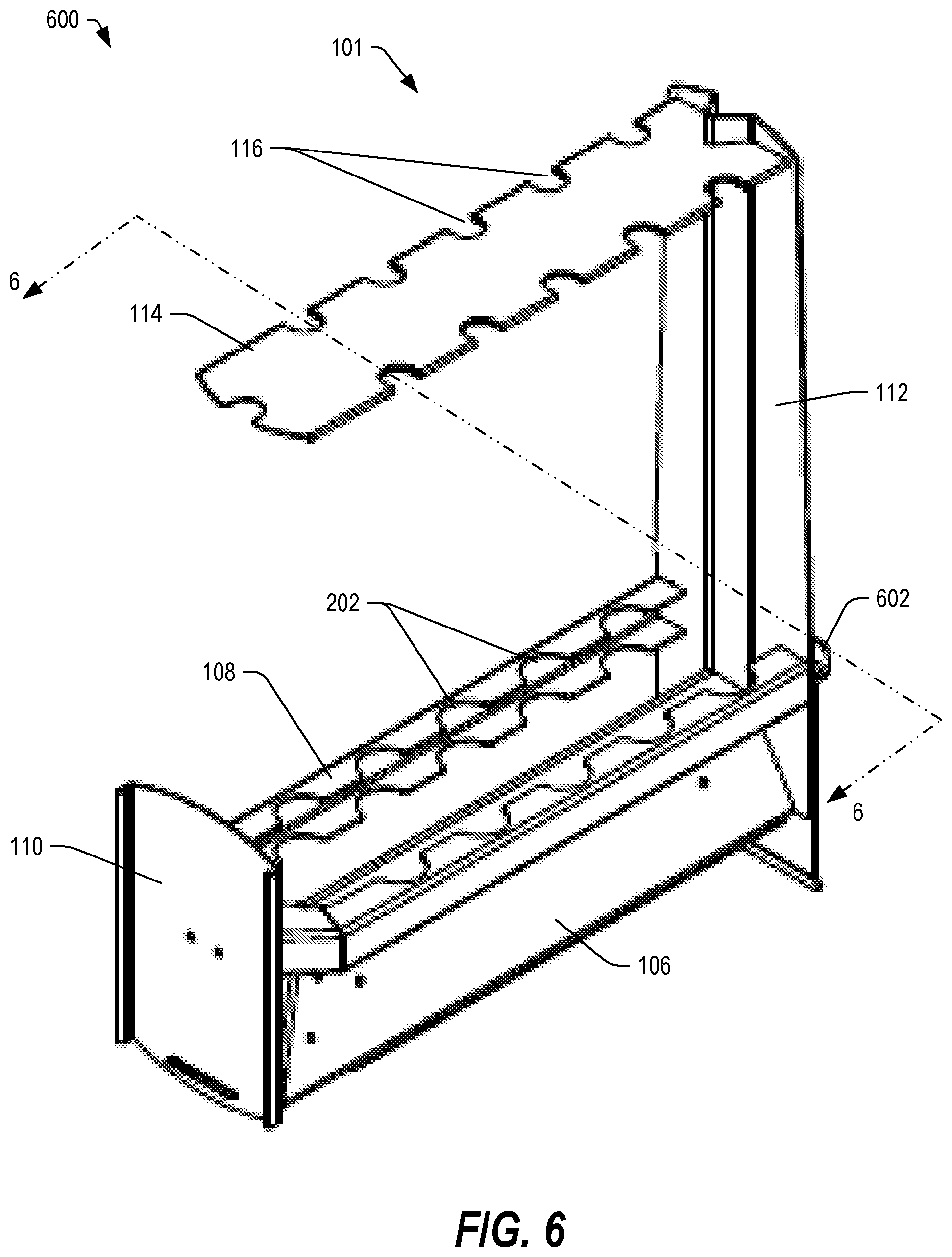 Patent US12588772 Figure 6 – Slidable rod rack system