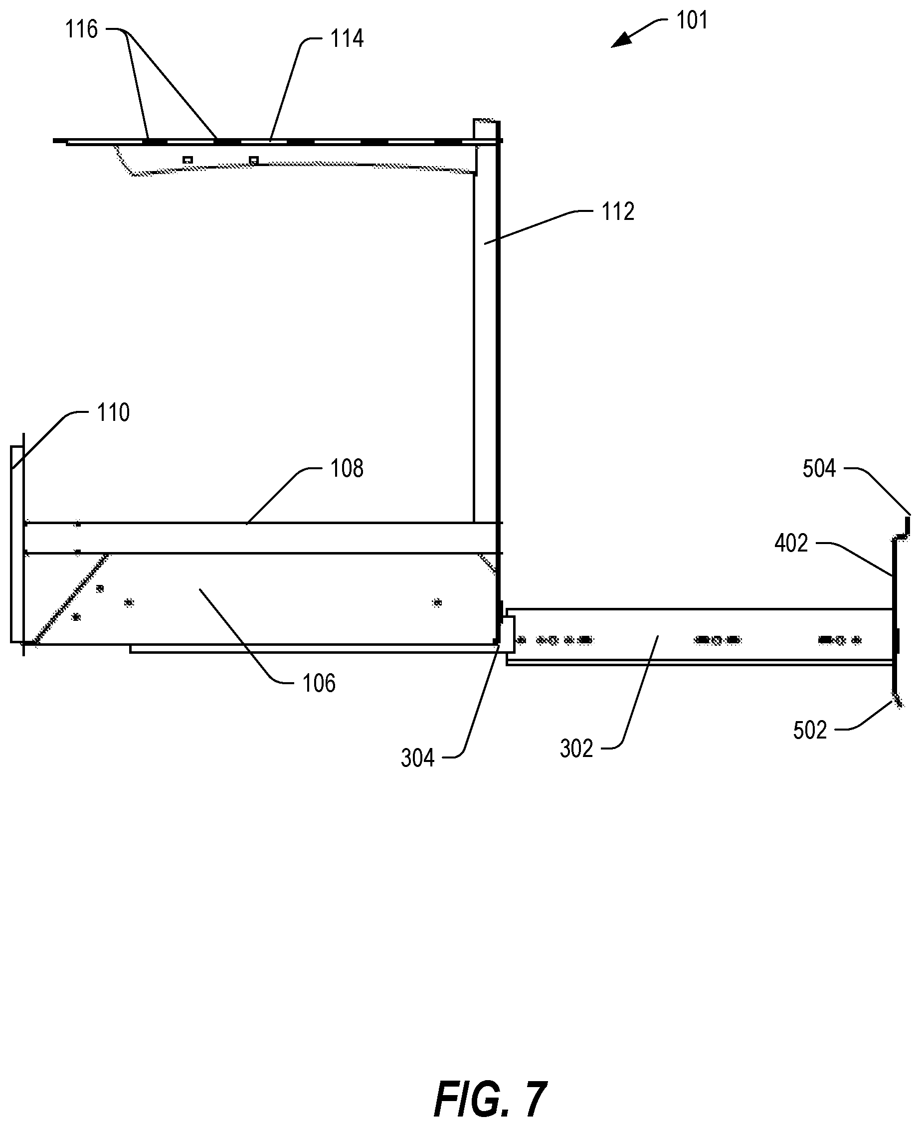 Patent US12588772 Figure 7 – Slidable rod rack system