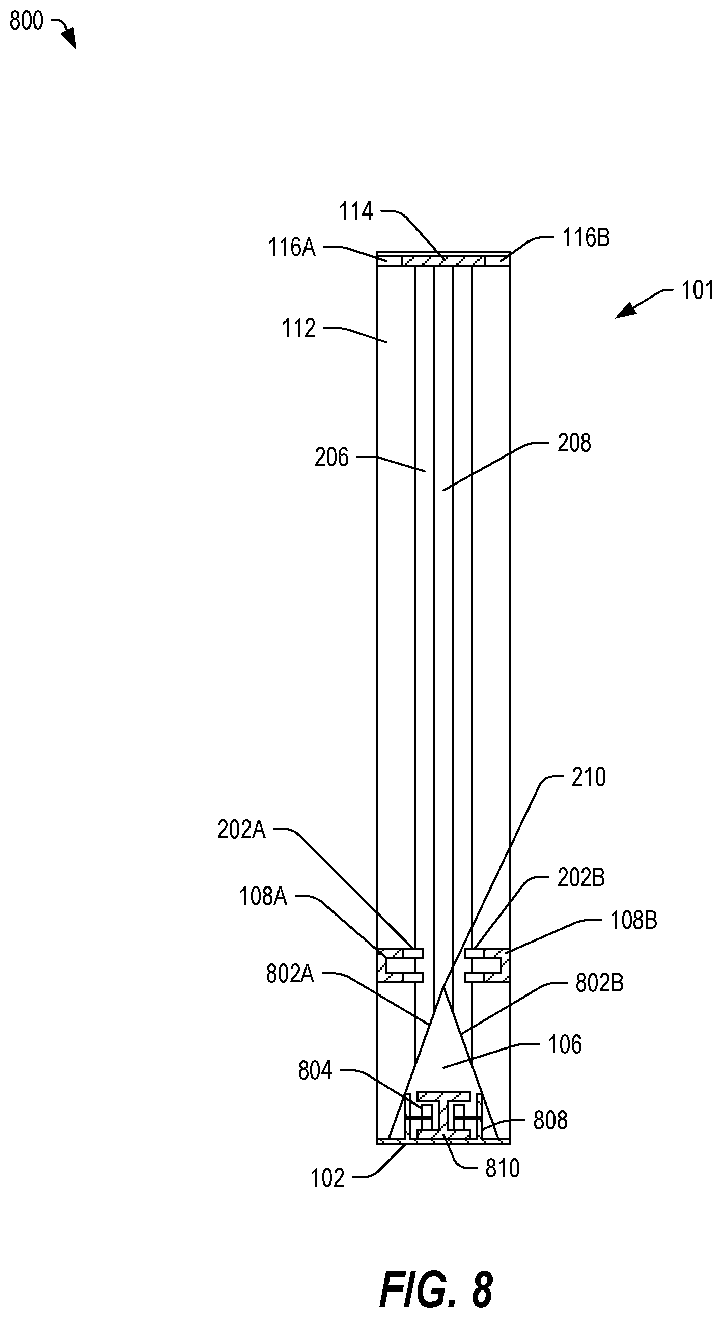 Patent US12588772 Figure 8 – Slidable rod rack system