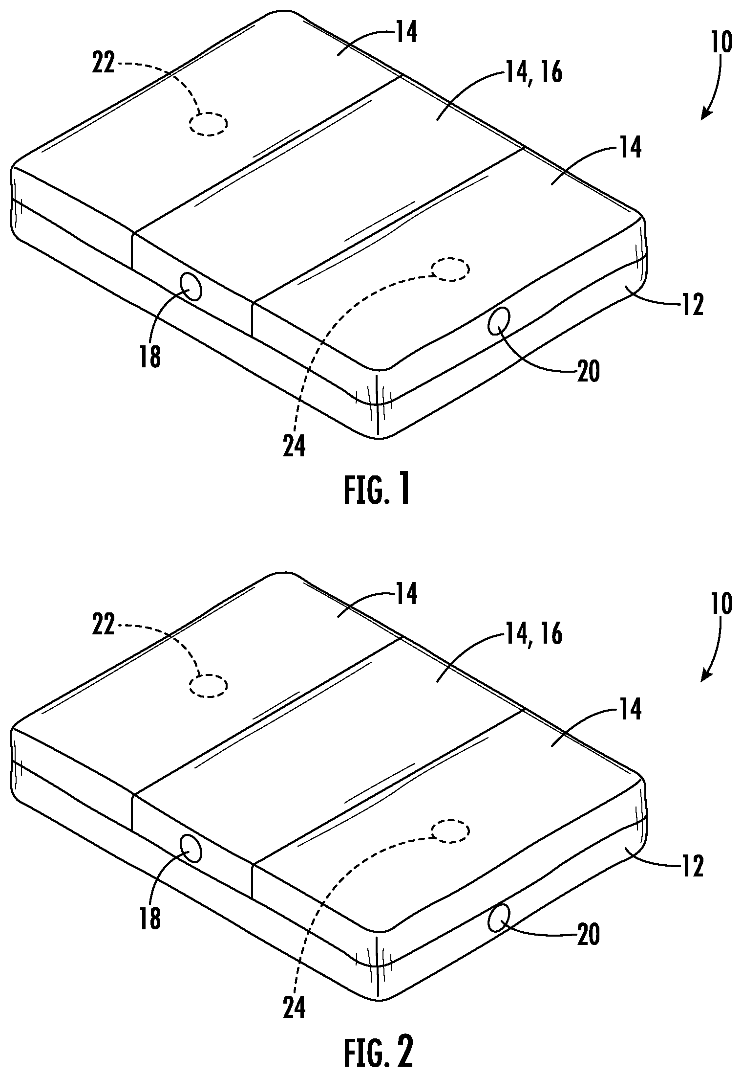 Patent US12588774 Figure 1 – Inflatable pillow, compartmental pillow, and pillow dispenser