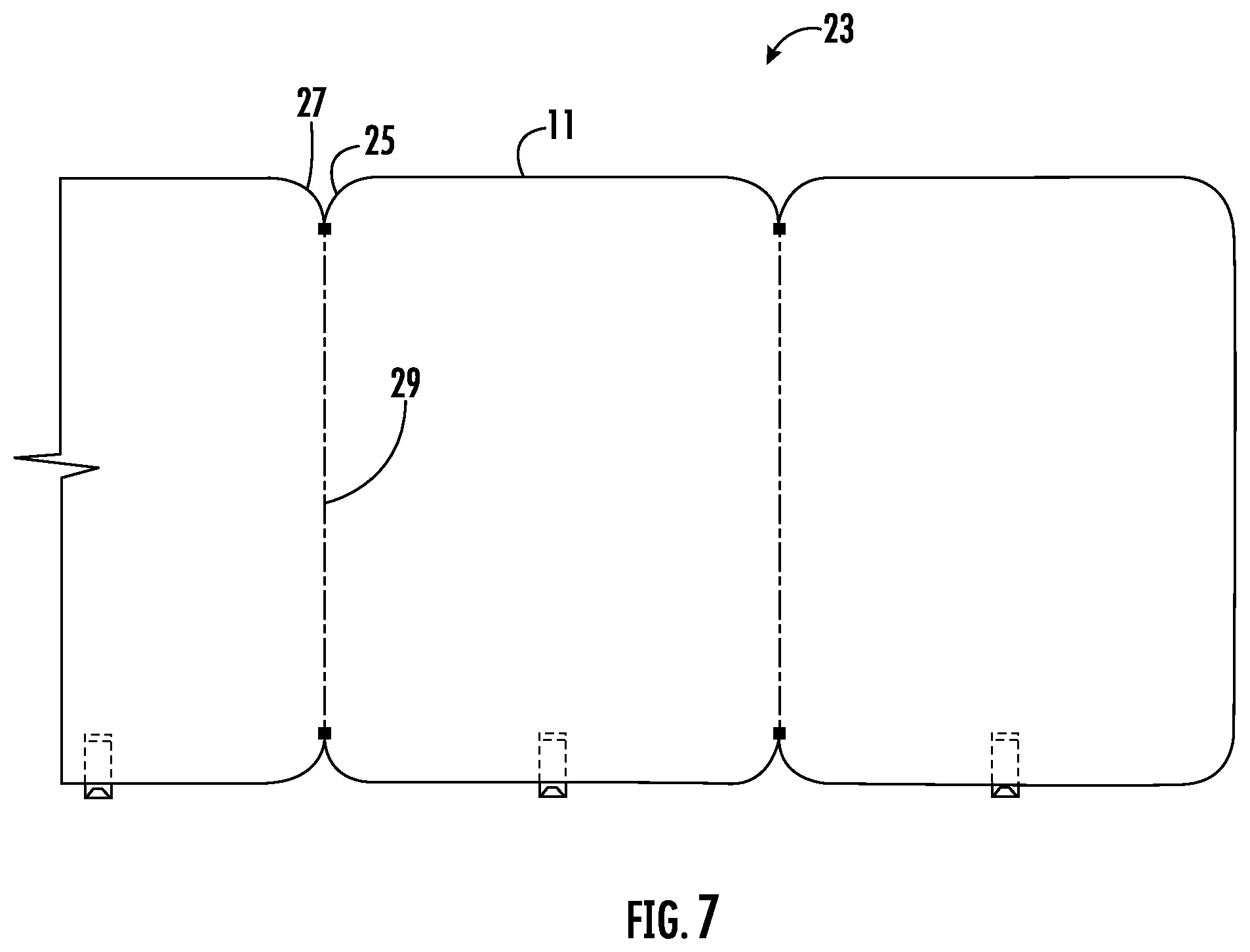 Patent US12588774 Figure 6 – Inflatable pillow, compartmental pillow, and pillow dispenser