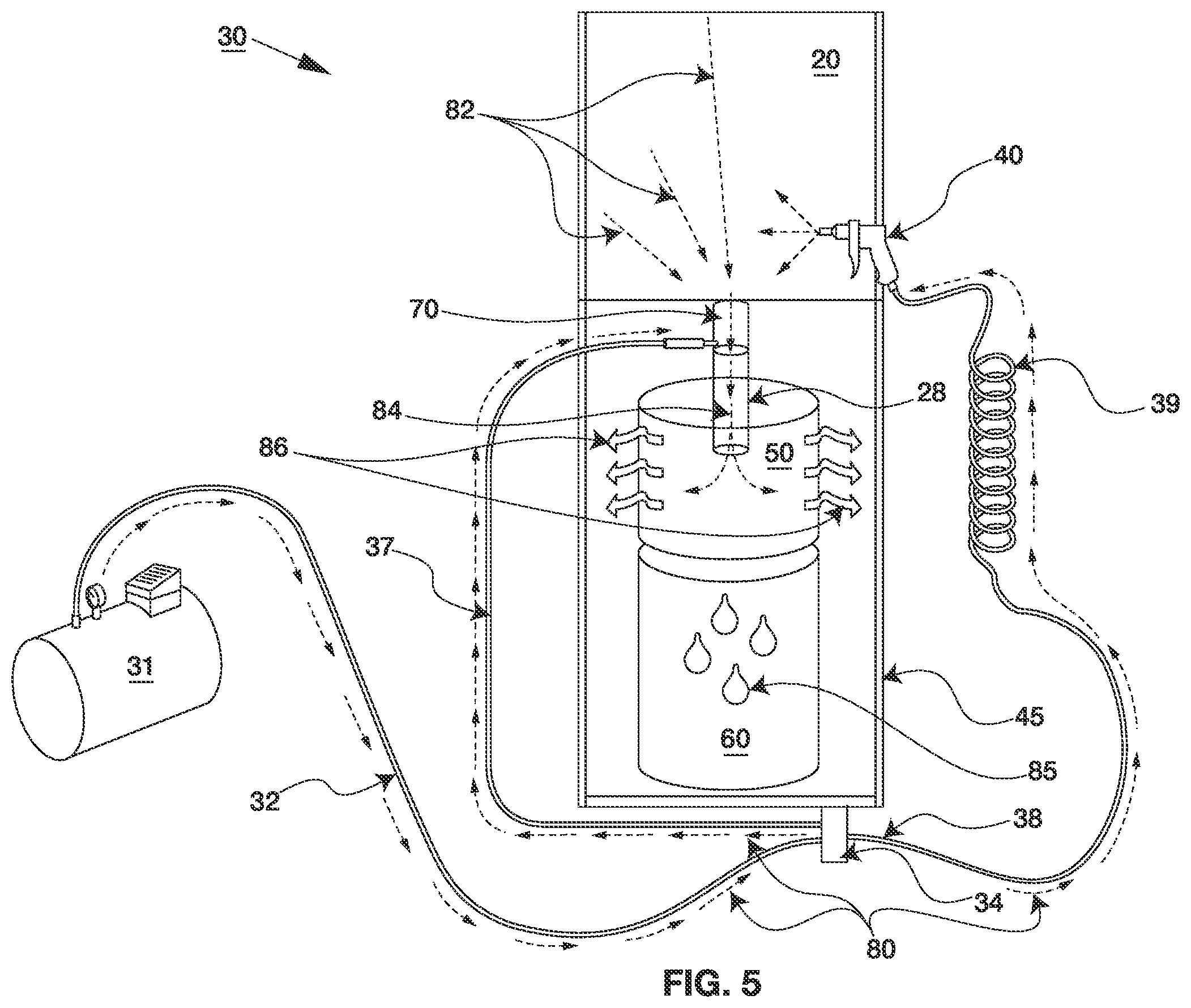 Patent US12588790 Figure 5 – System and method of loosening, removing and collecting debris from newly machined articles using compressed air