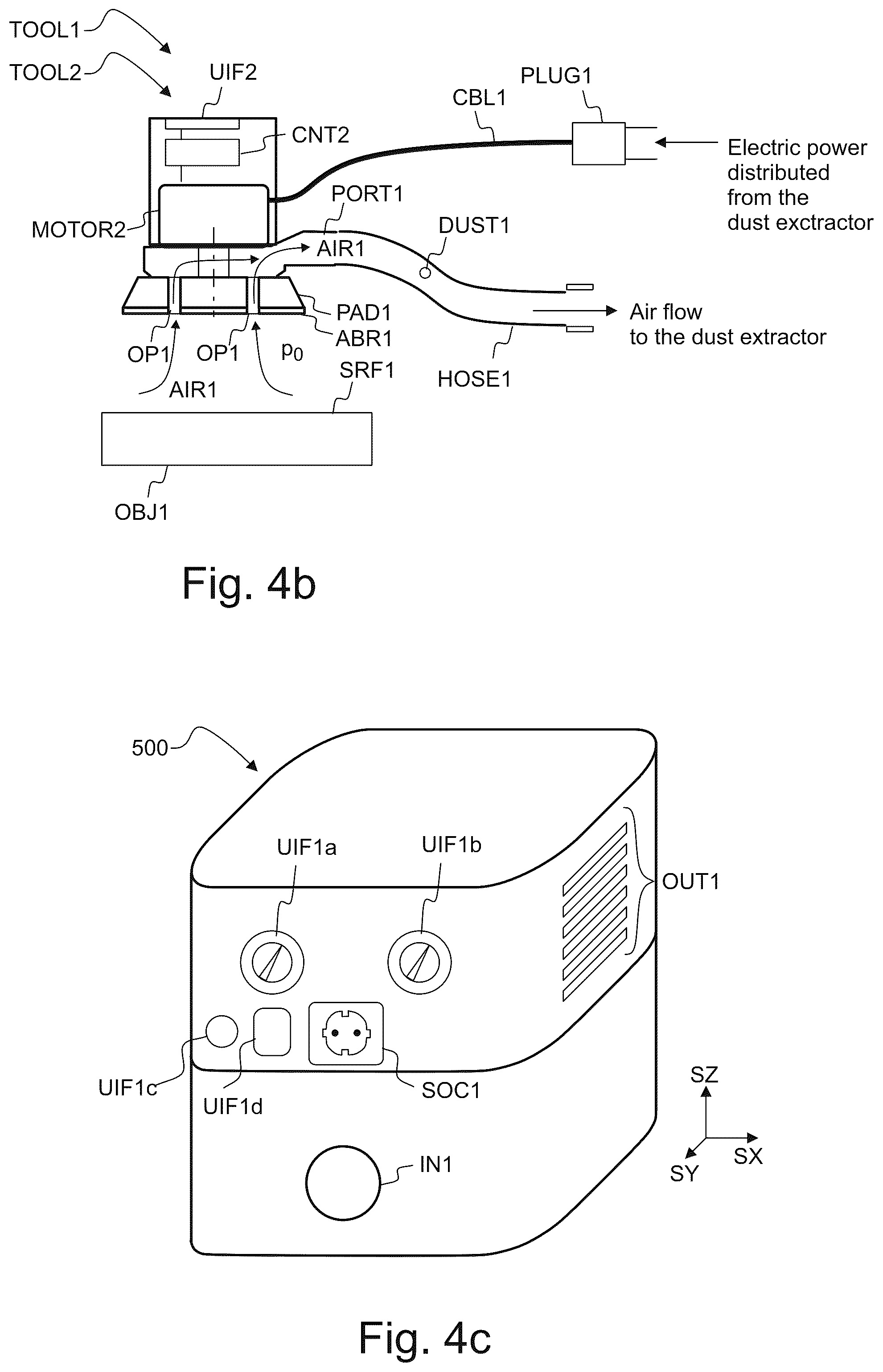 Patent US12588791 Figure 6 – Dust extractor having an electric outlet connectable to a power tool