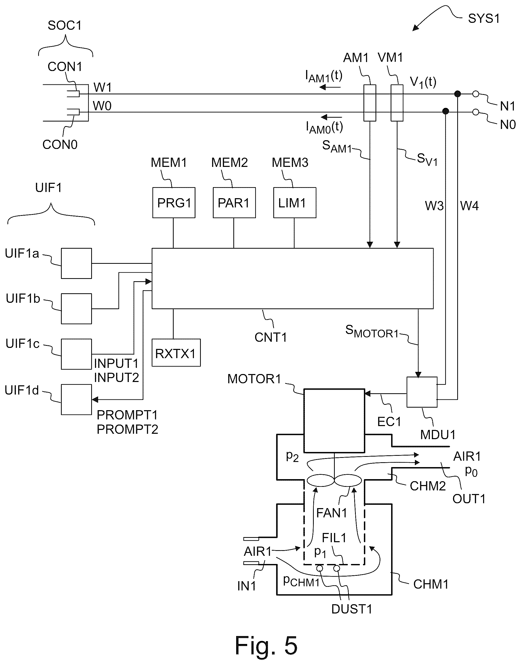 Patent US12588791 Figure 7 – Dust extractor having an electric outlet connectable to a power tool