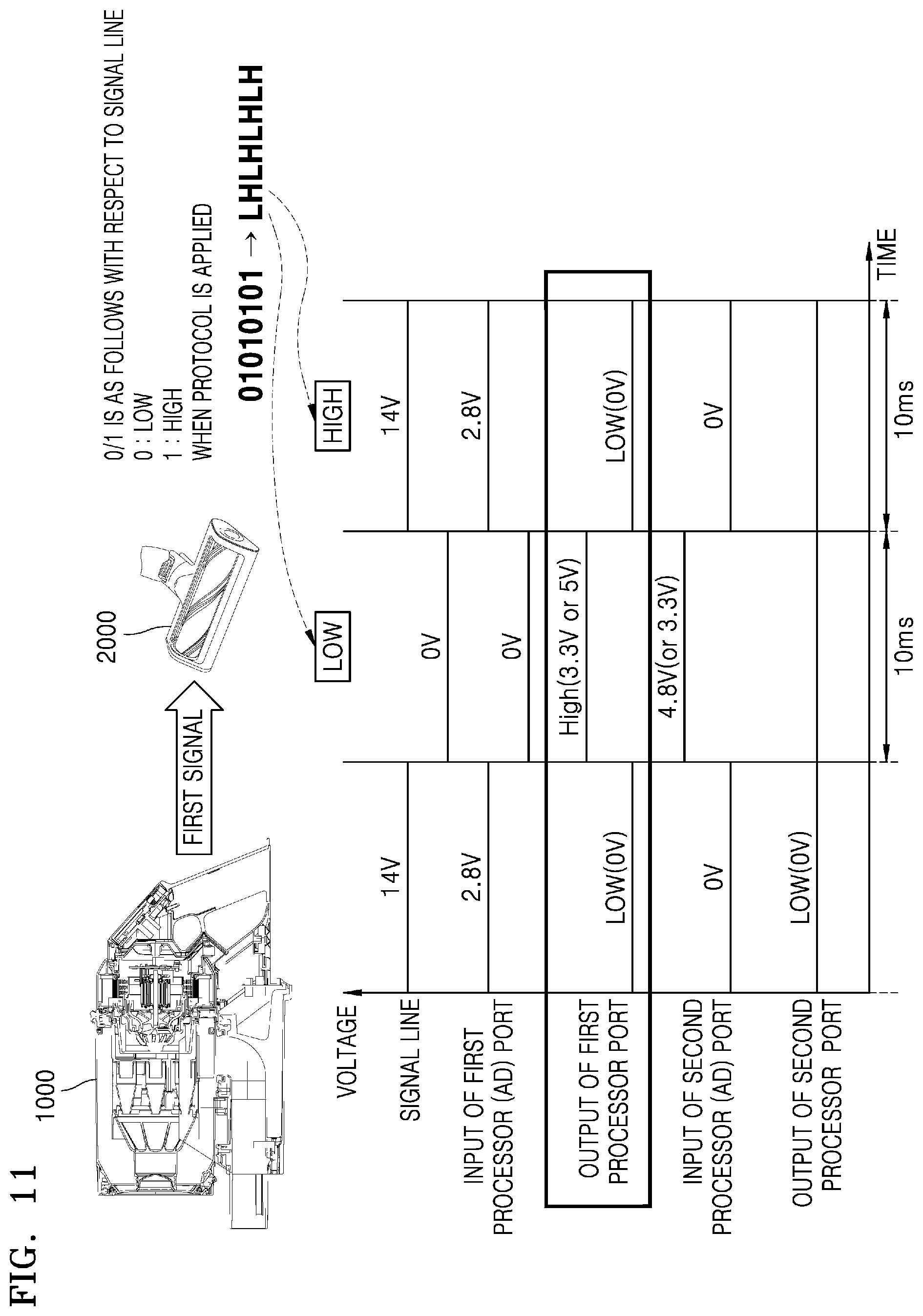 Patent US12588792 Figure 12 – Cordless vacuum cleaner in which cleaner body and brush device are able to communicate