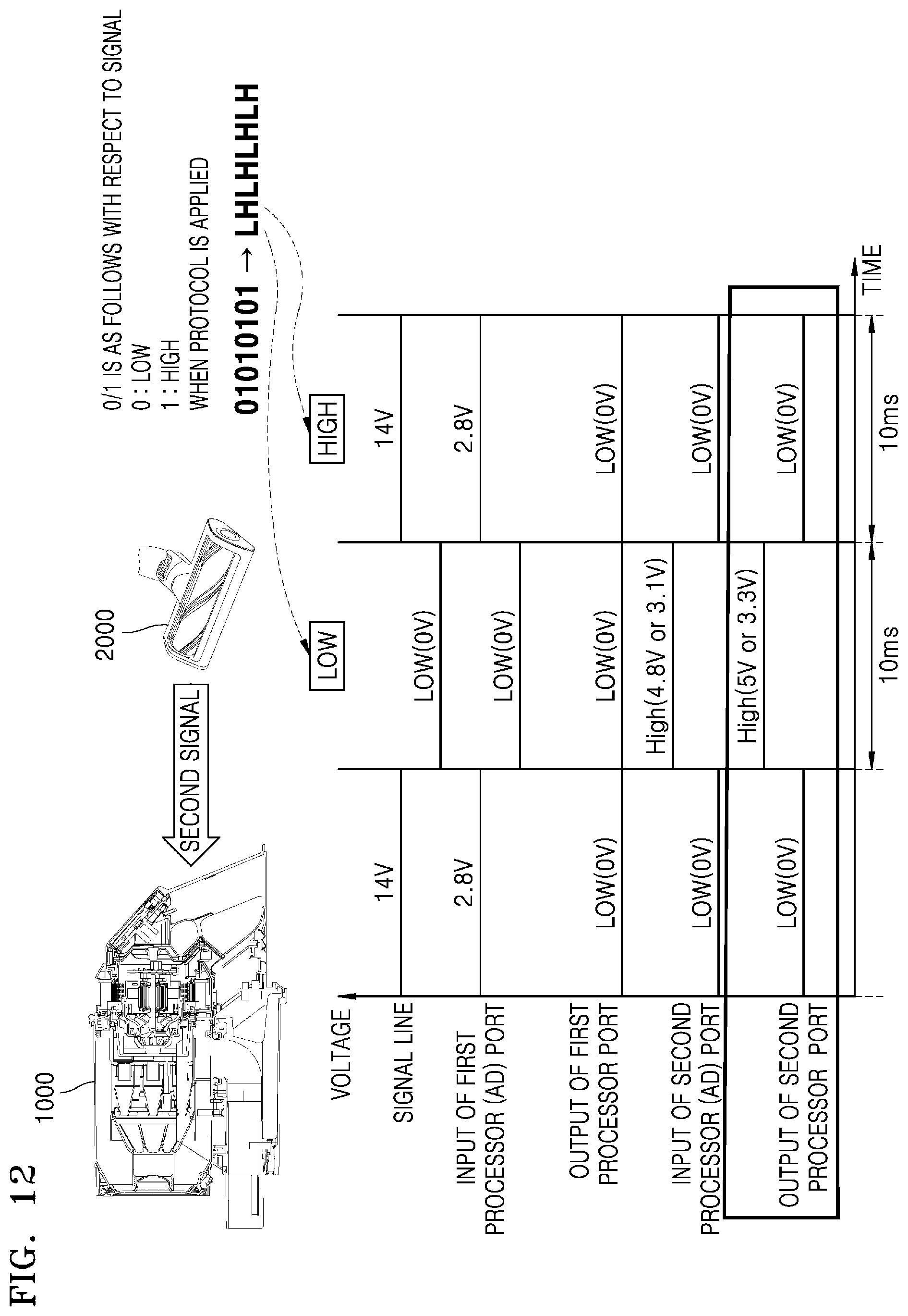 Patent US12588792 Figure 13 – Cordless vacuum cleaner in which cleaner body and brush device are able to communicate