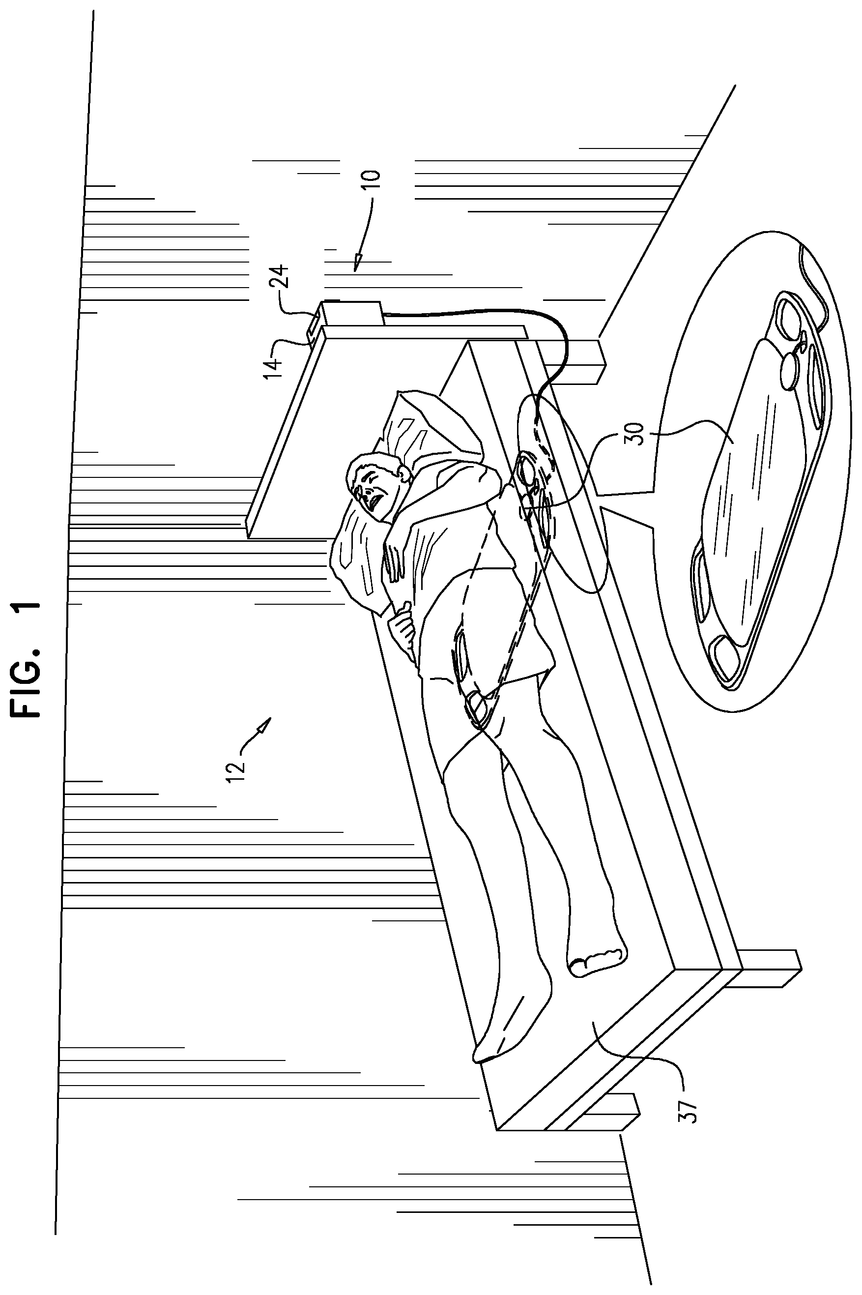 Patent US12588833 Figure 1 – Monitoring a sleeping subject