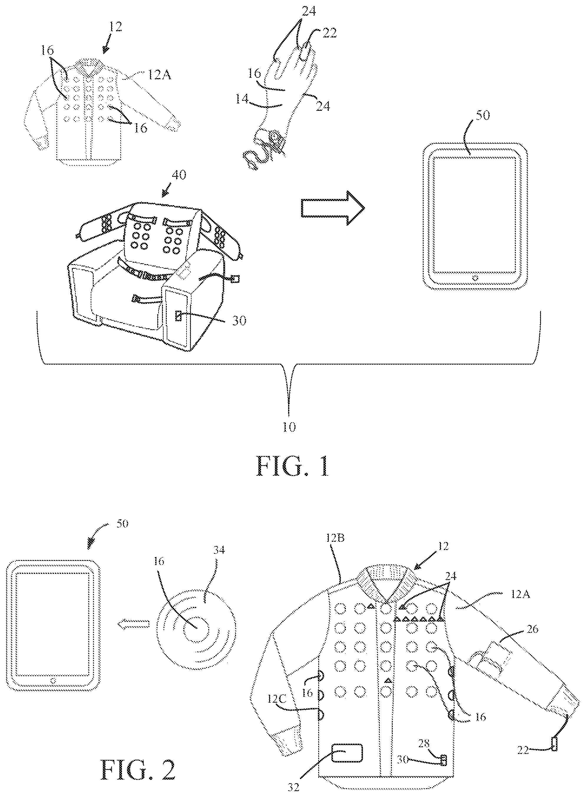 Patent US12588849 Figure 1 – Garment medical examination system