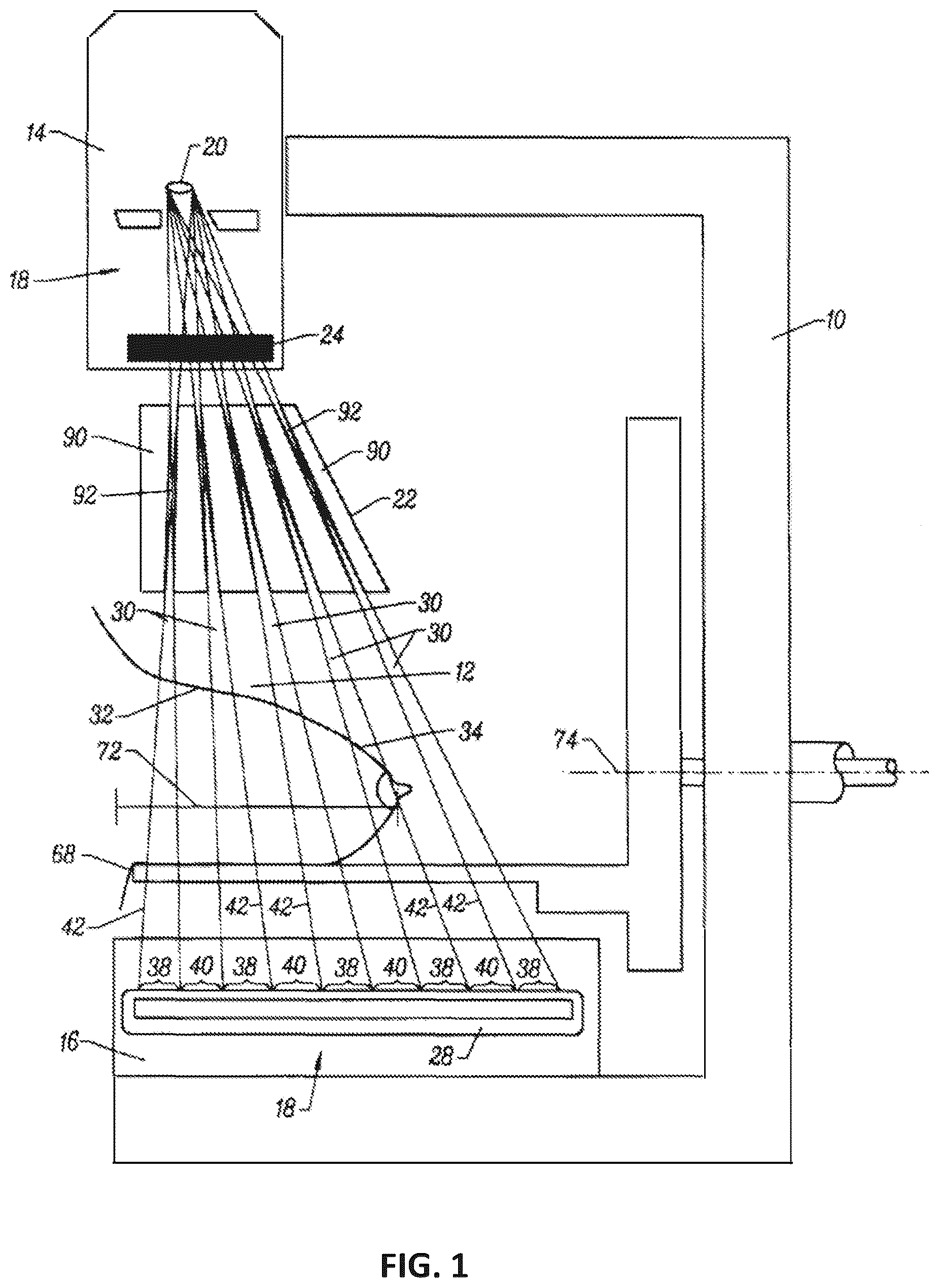 Patent US12588883 Figure 1 – X-ray system and method for tissue structural analysis and imaging