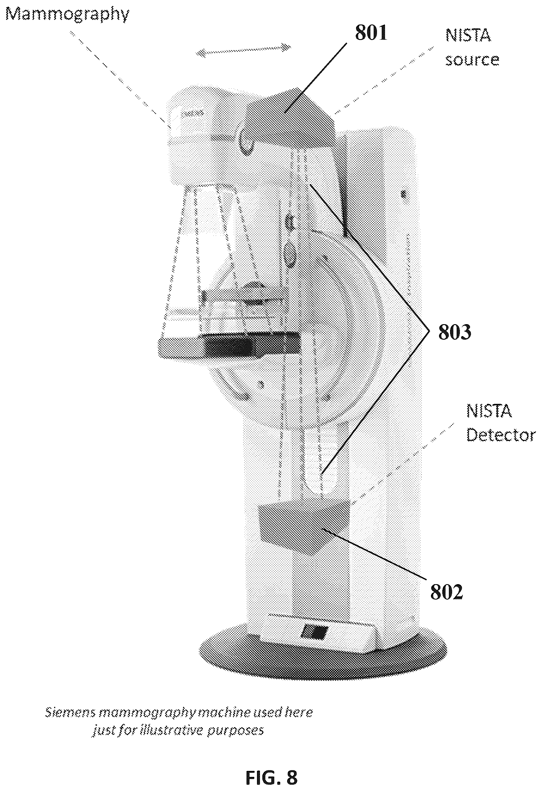Patent US12588883 Figure 8 – X-ray system and method for tissue structural analysis and imaging