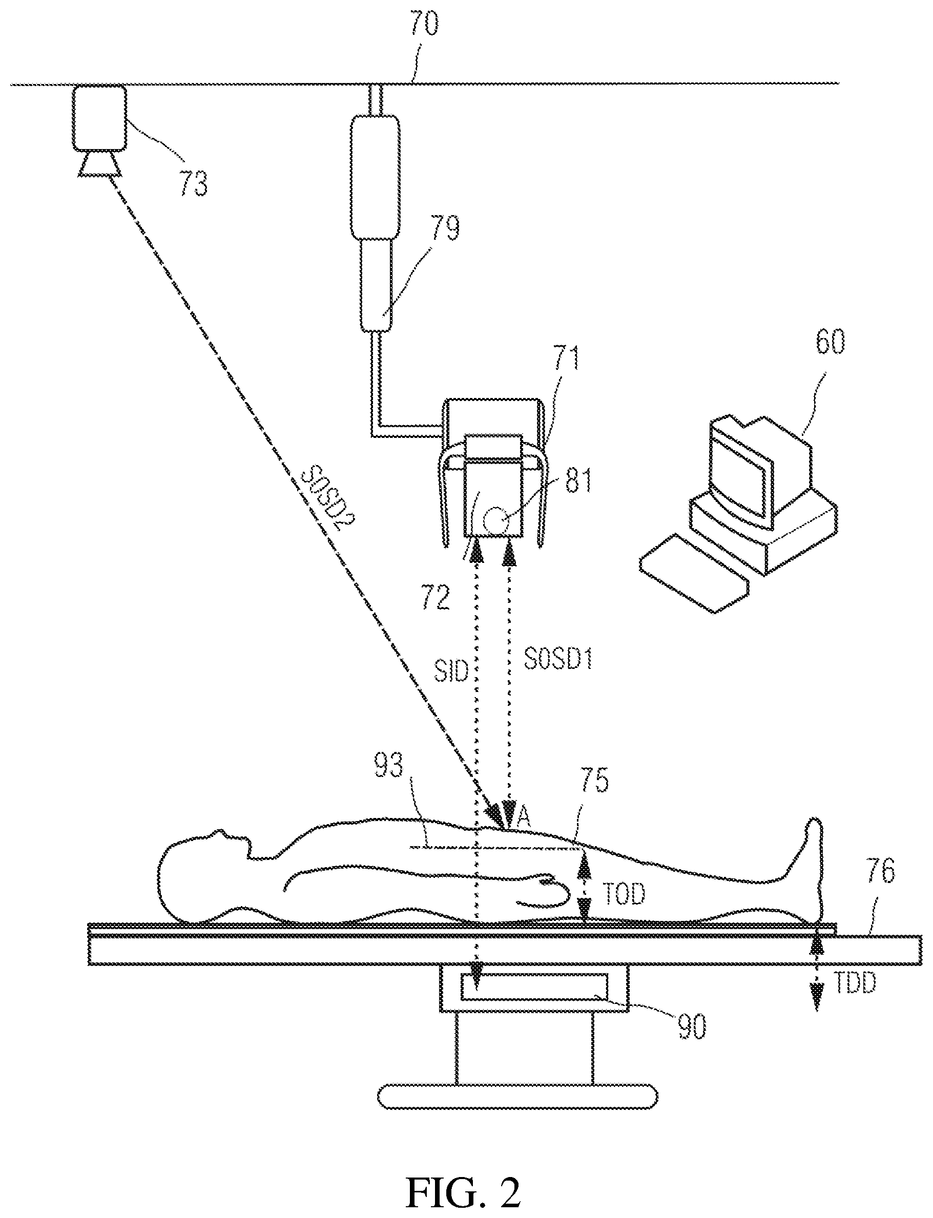 Patent US12588886 Figure 2 – Method and apparatus for determining touch panel to object distance in X-ray imaging