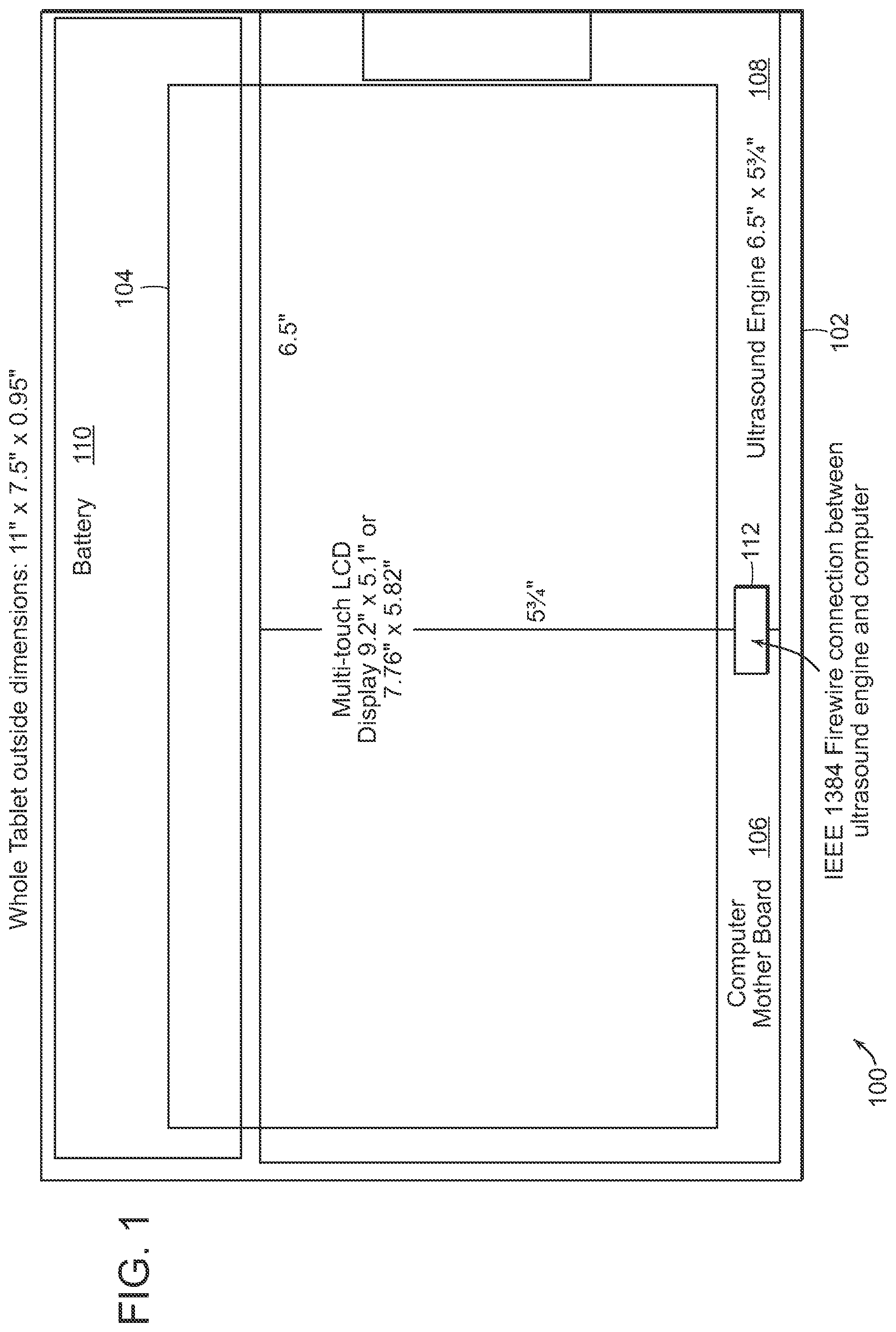 Patent US12588893 Figure 1 – Tablet ultrasound system