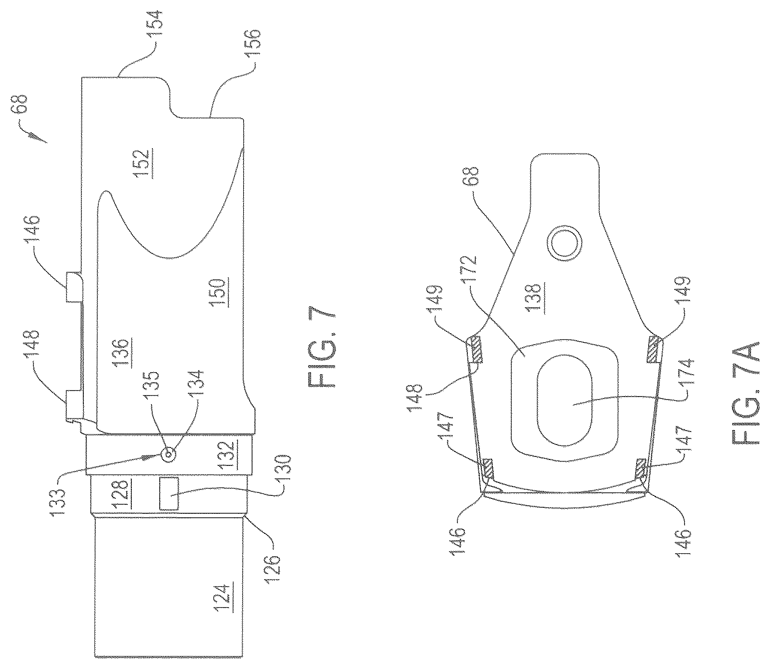 Patent US12588912 Figure 7 – Surgical saw for actuating a saw blade with an oscillating head, the saw having a coupling assembly for releasably holding the saw blade