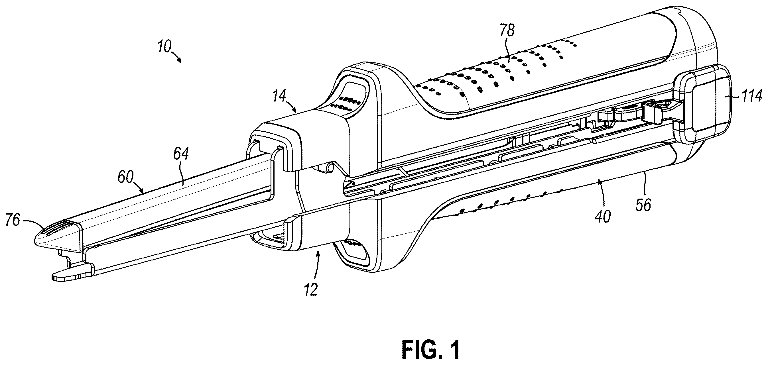 Patent US12588920 Figure 1 – Clamping lockout for linear surgical stapler