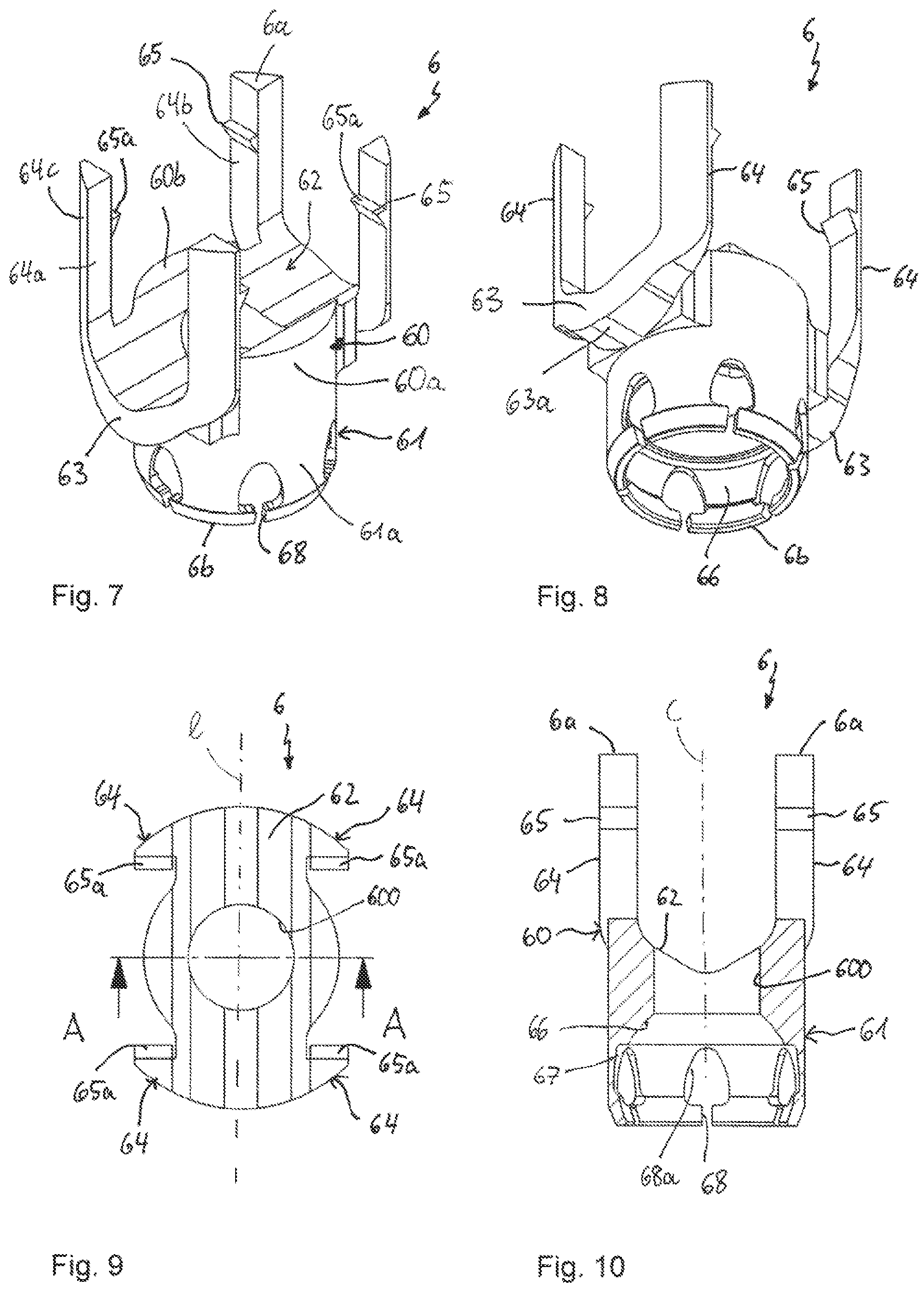 Patent US12588933 Figure 3 – Coupling device for coupling a rod to a bone anchor