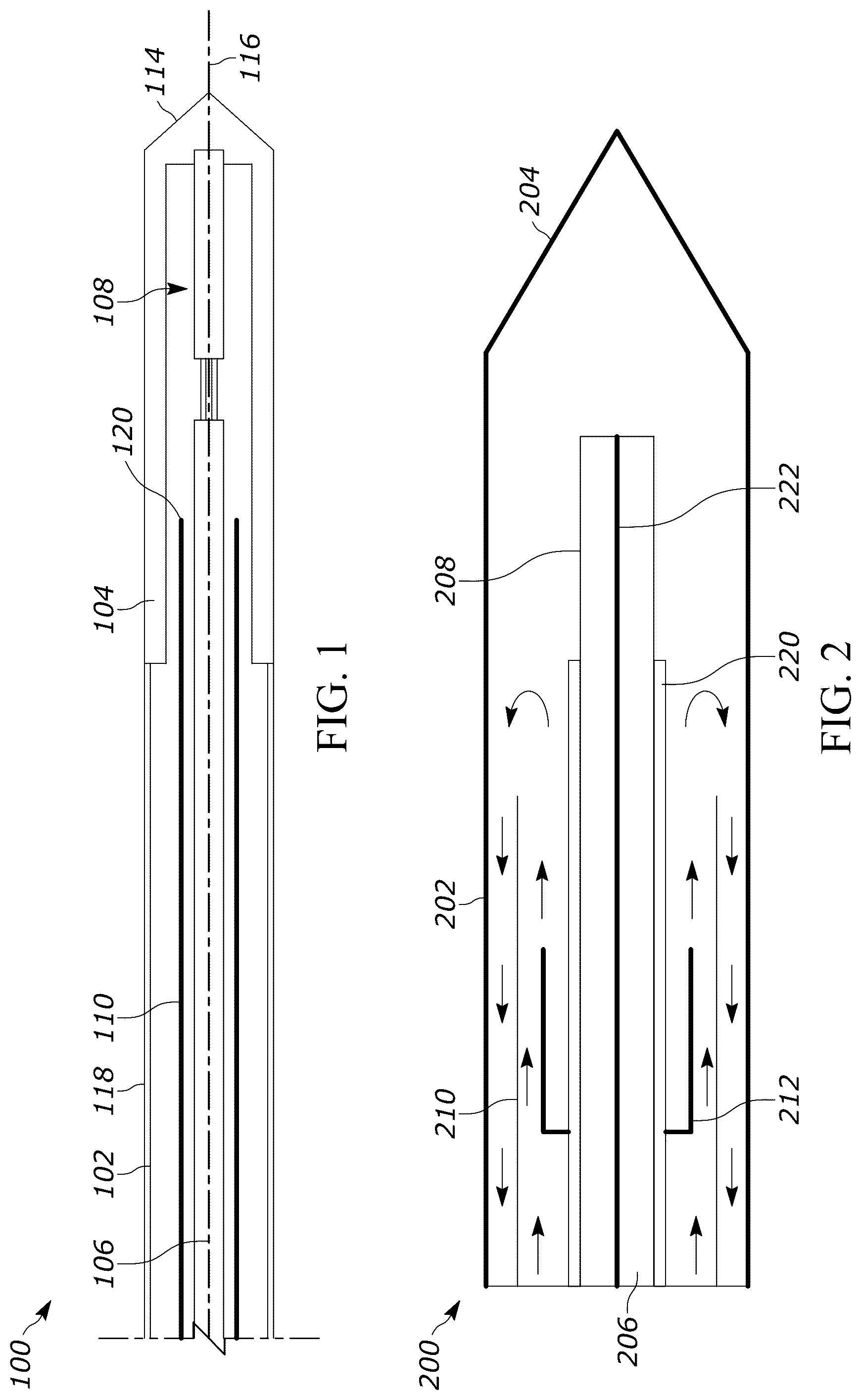 Patent US12588948 Figure 1 – Fluid-cooled low-profile microwave ablation probe with spherical ablation zone