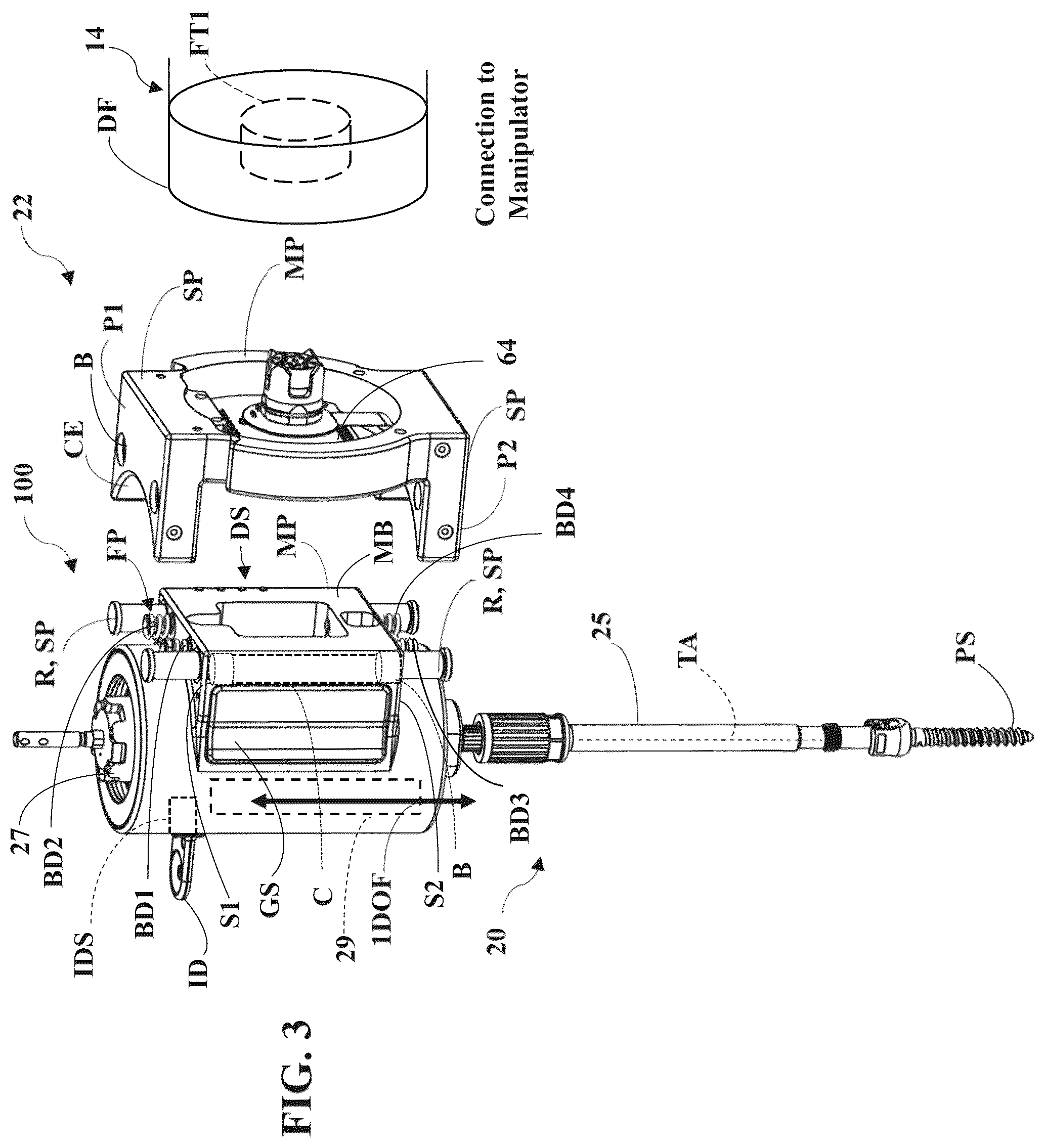 Patent US12588957 Figure 3 – Surgical robotic system with compliance mechanism