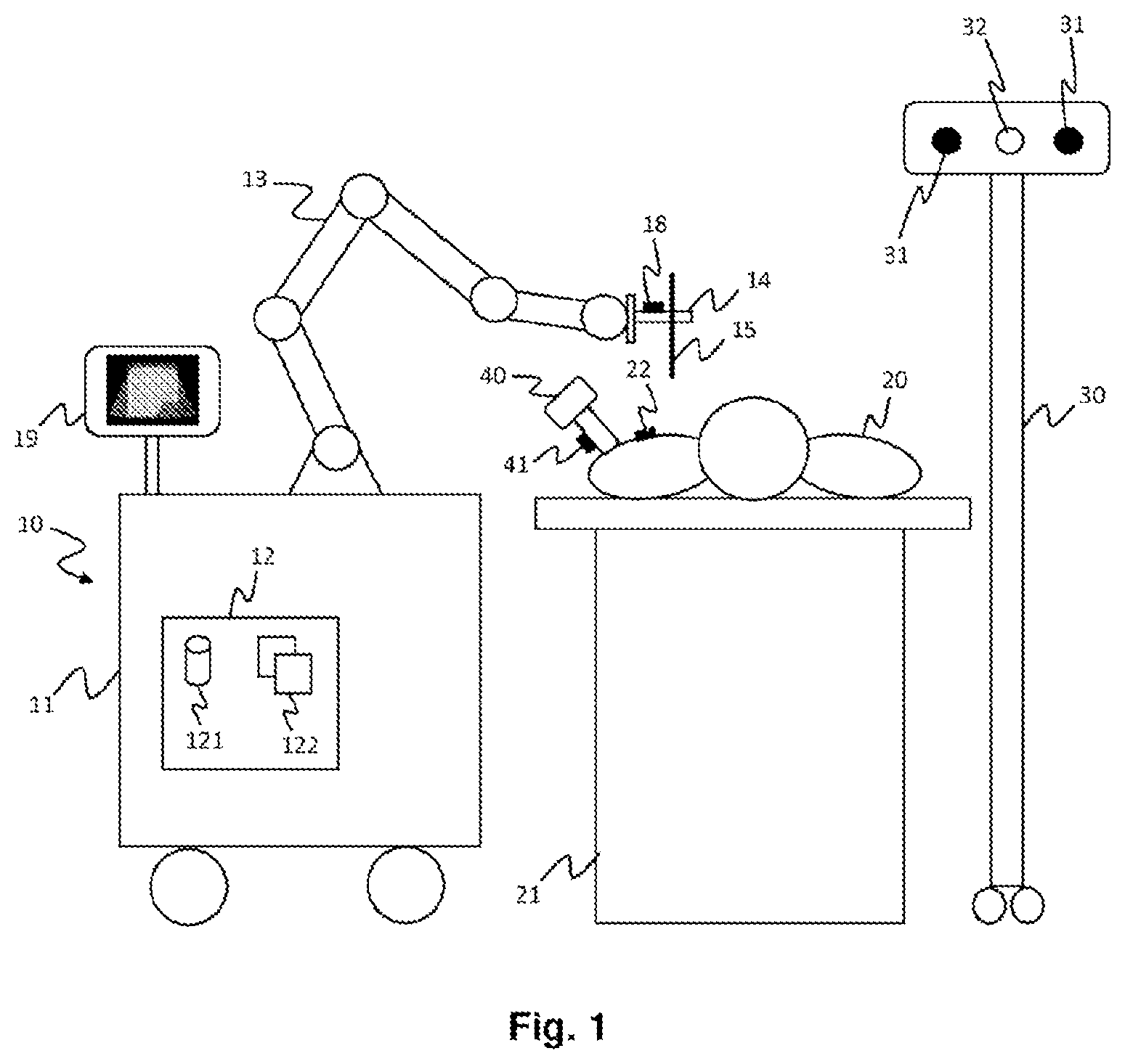 Patent US12588960 Figure 1 – Medical robot for placement of medical instruments under ultrasound guidance