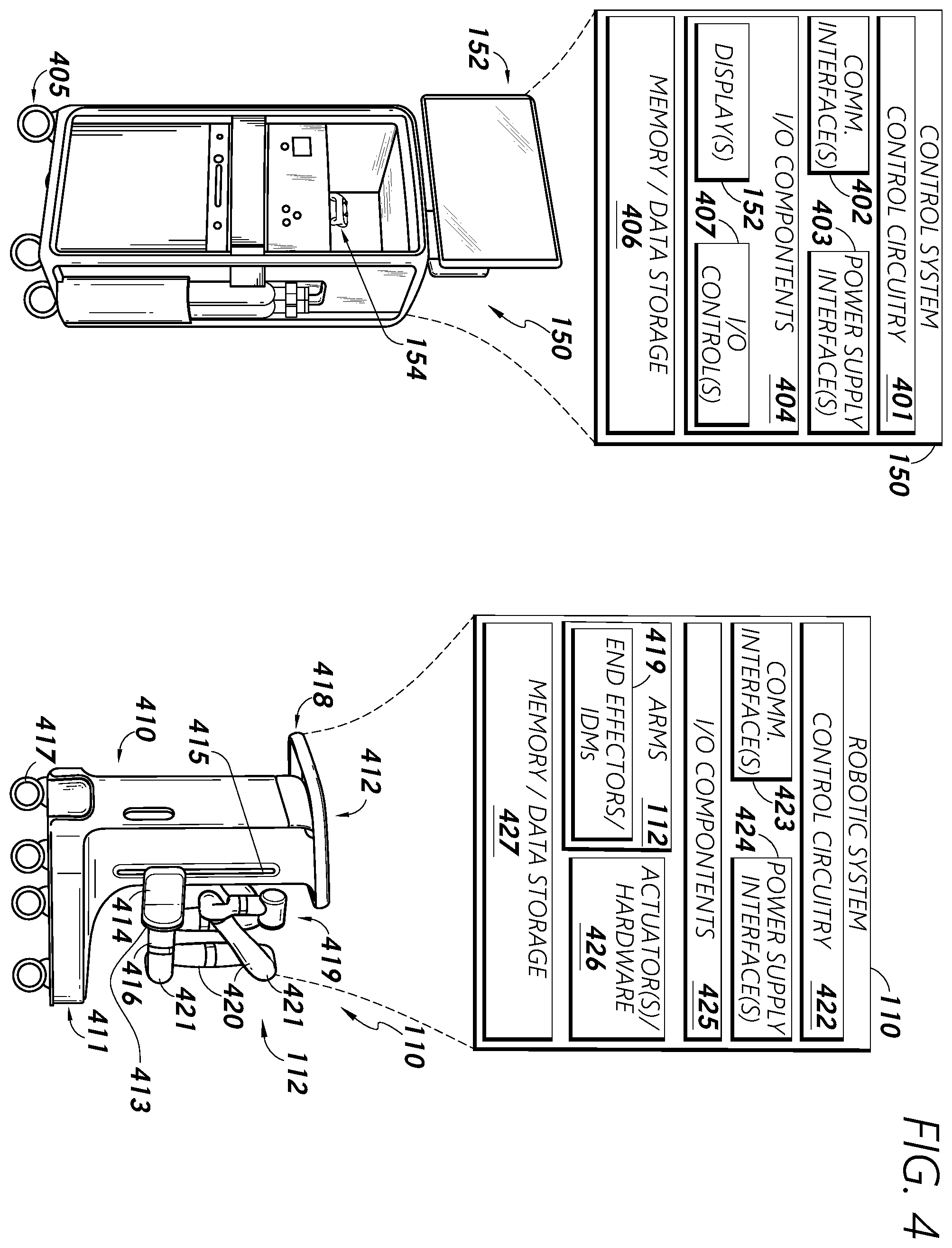 Patent US12588961 Figure 4 – Engagement control of instrument feeder devices