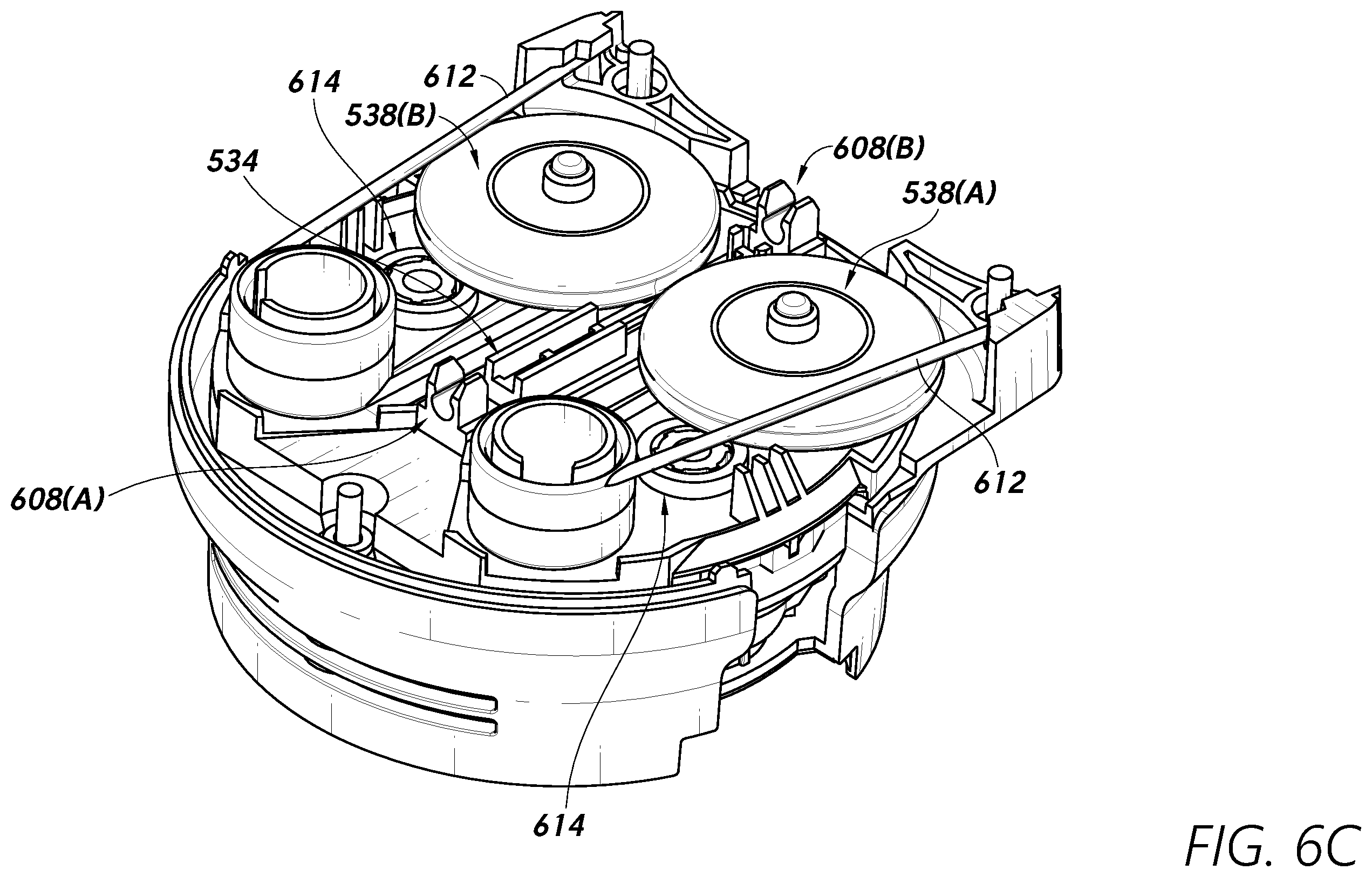 Patent US12588961 Figure 8 – Engagement control of instrument feeder devices