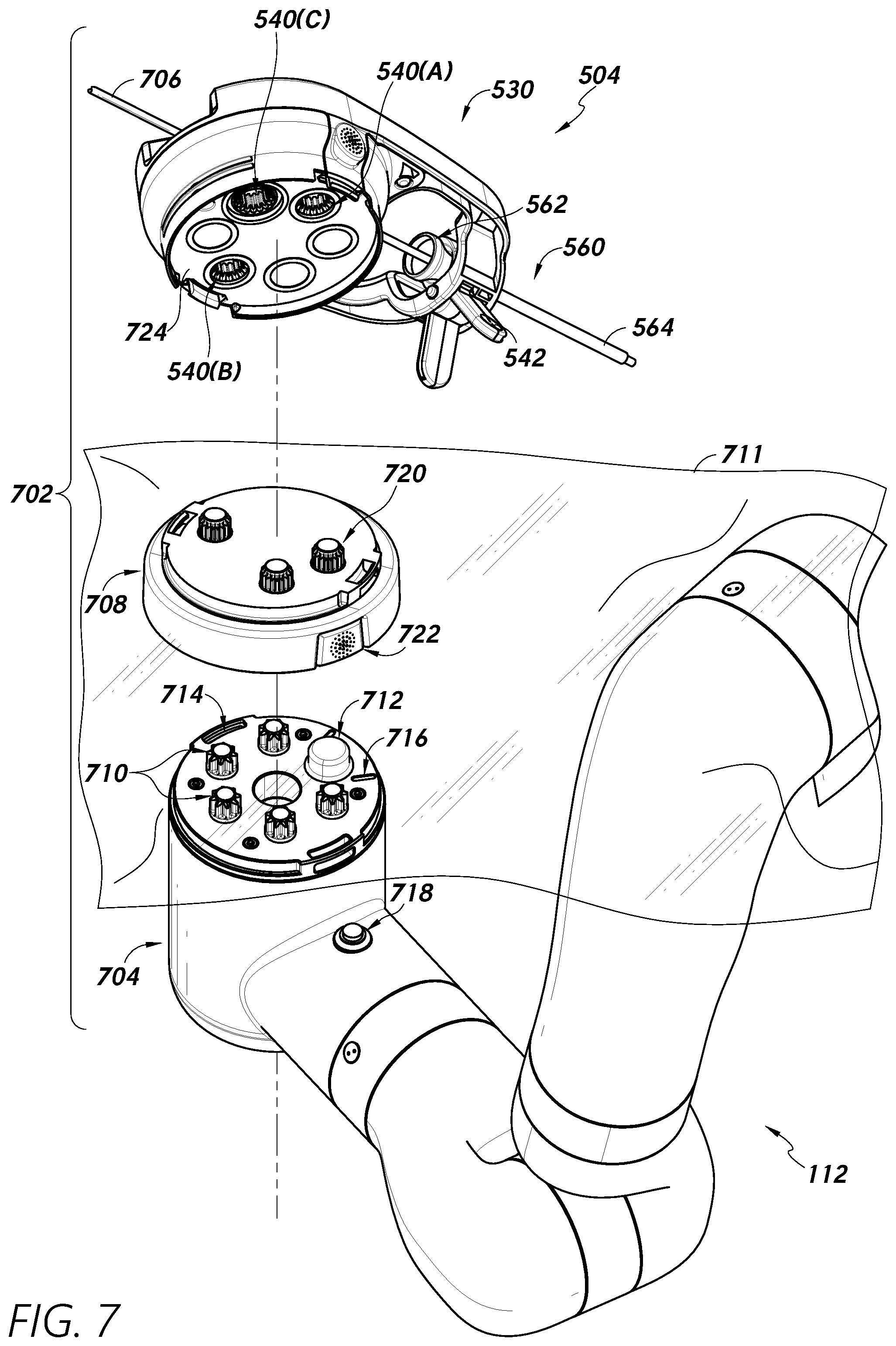 Patent US12588961 Figure 13 – Engagement control of instrument feeder devices