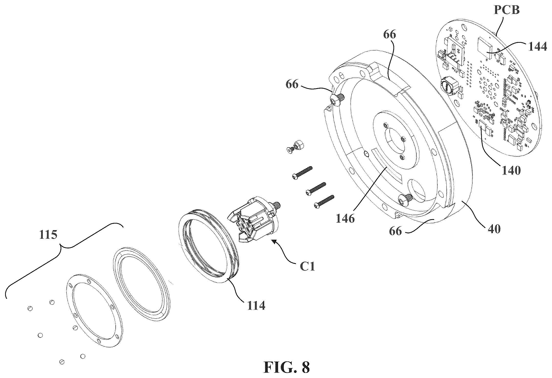 Patent US12588966 Figure 8 – Robotic surgical system with illumination device to indicate mounting assembly installation condition