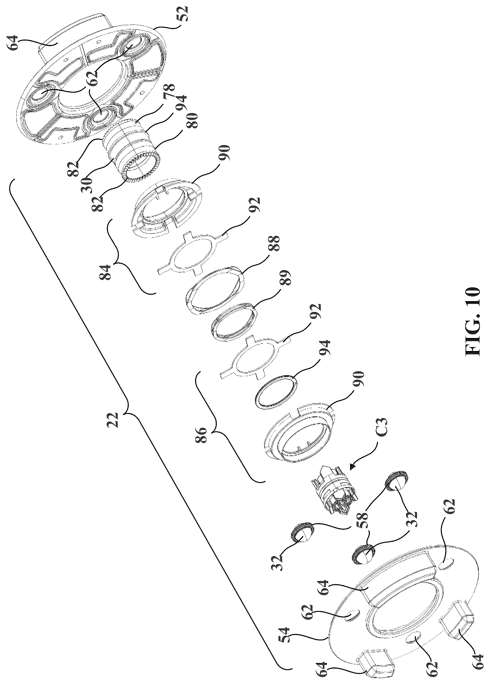 Patent US12588966 Figure 10 – Robotic surgical system with illumination device to indicate mounting assembly installation condition