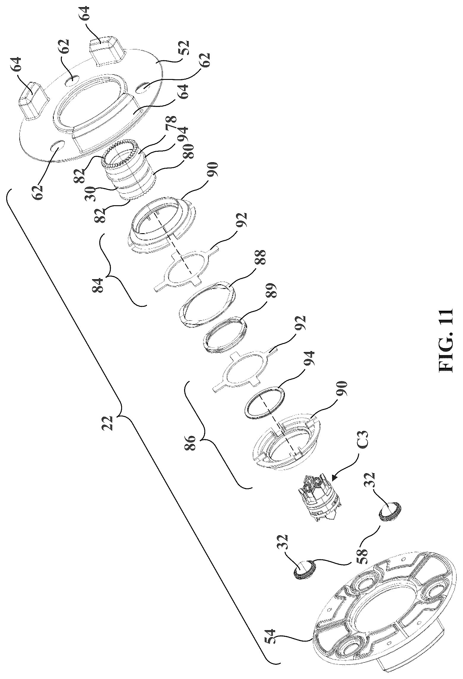 Patent US12588966 Figure 11 – Robotic surgical system with illumination device to indicate mounting assembly installation condition