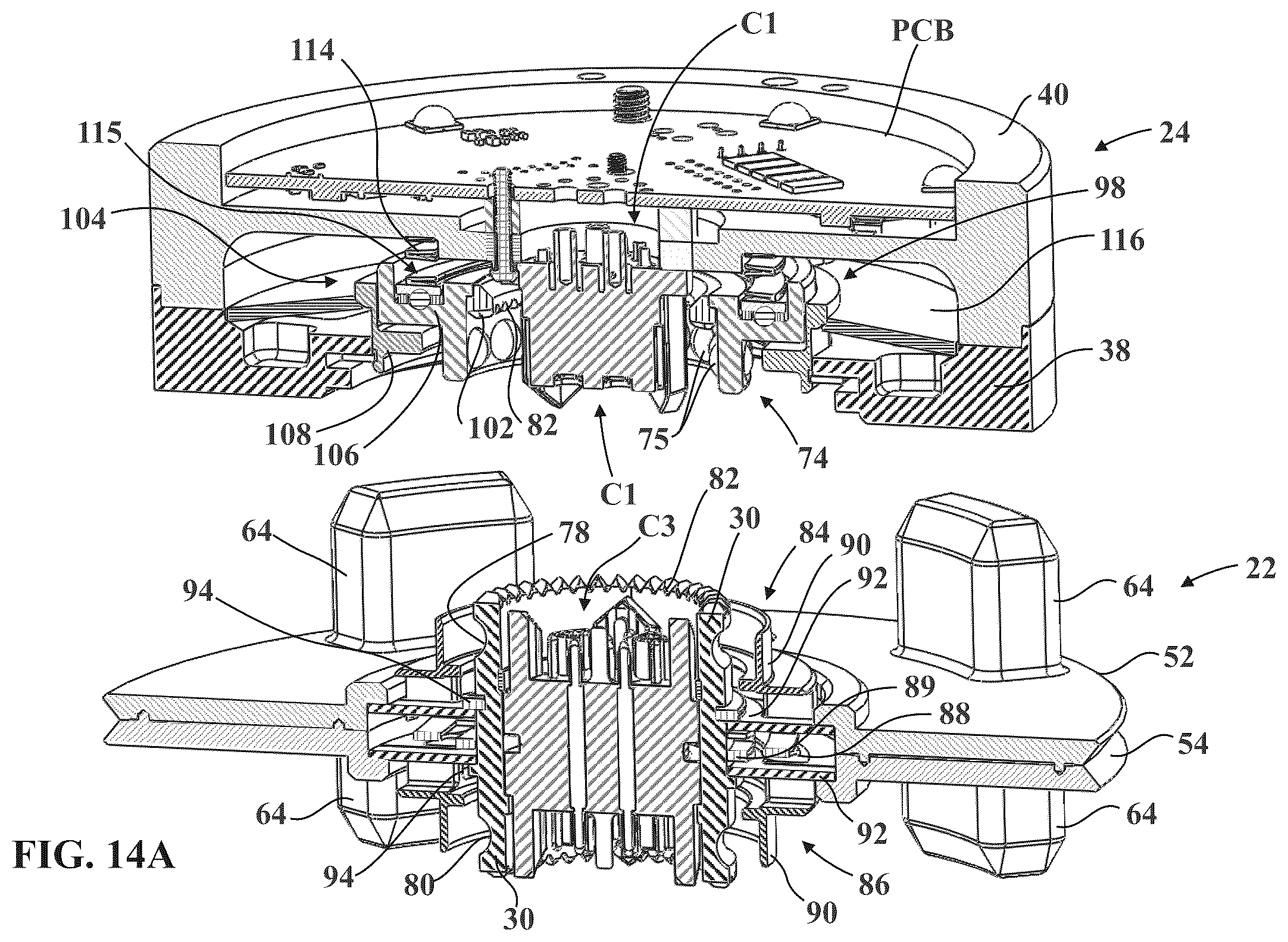Patent US12588966 Figure 14 – Robotic surgical system with illumination device to indicate mounting assembly installation condition