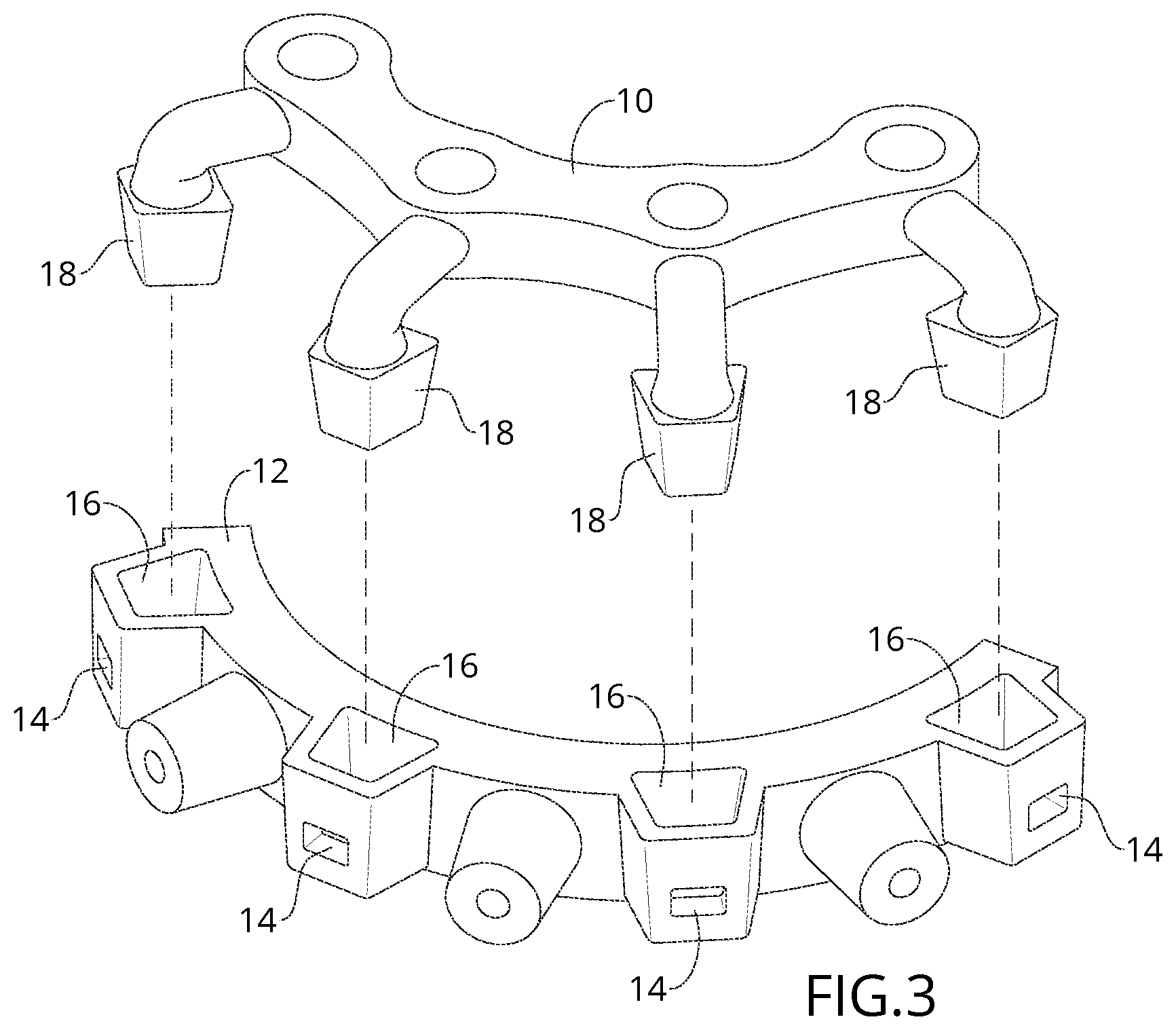 Patent US12588970 Figure 2 – Surgical guide with mating connectors