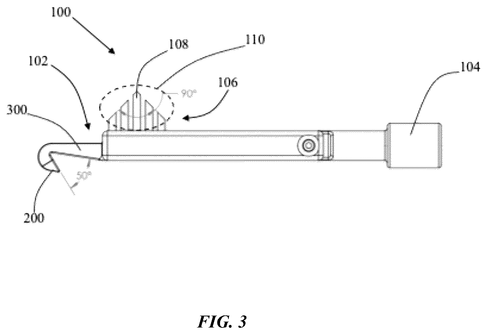 Patent US12588974 Figure 3 – Orthodontic tool comprising hook, chewy and brush members