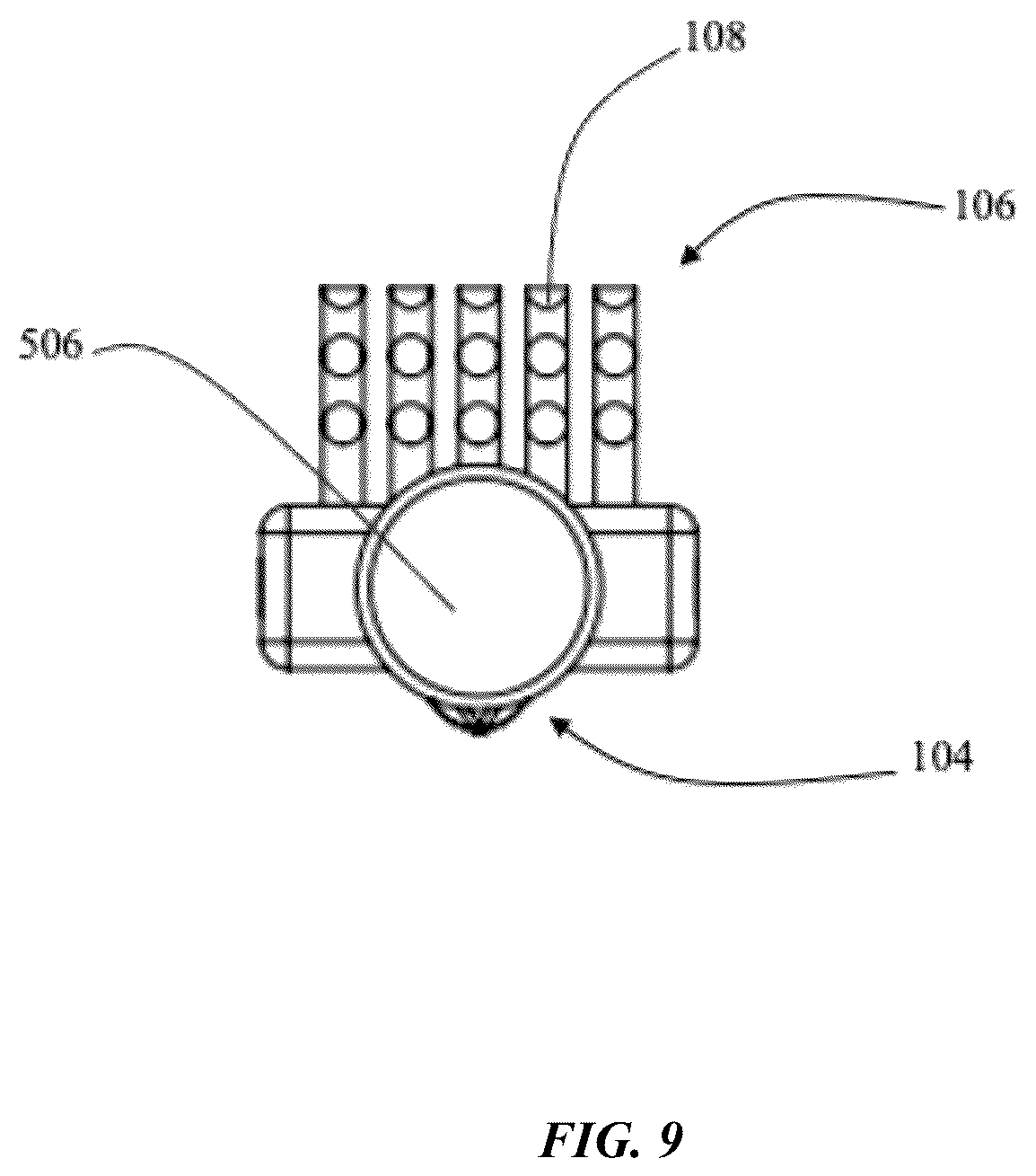 Patent US12588974 Figure 9 – Orthodontic tool comprising hook, chewy and brush members