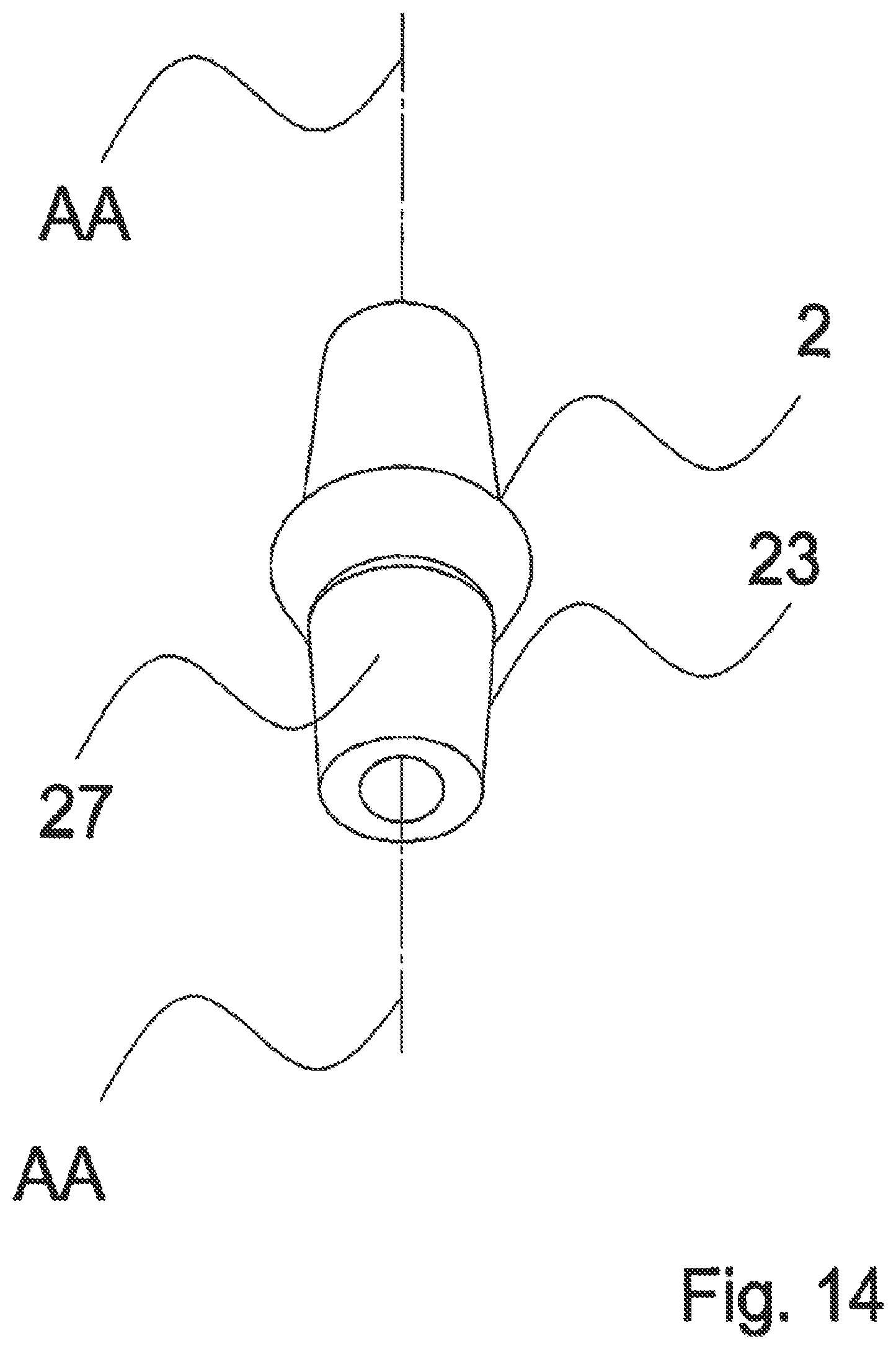 Patent US12588983 Figure 14 – Dental implant with indexing surfaces having a friction-reducing coating